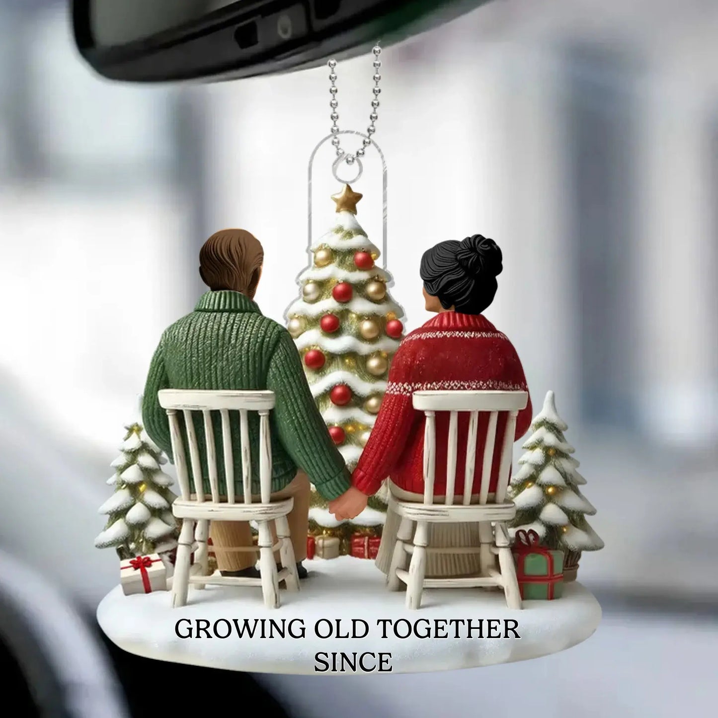 3D Effect Couple Growing Old Together Personalized Flat Acrylic Ornament, Heartfelt 2025 Gift Anniversary Gift For Him, For Her, Husband, Wife Ezcustomize