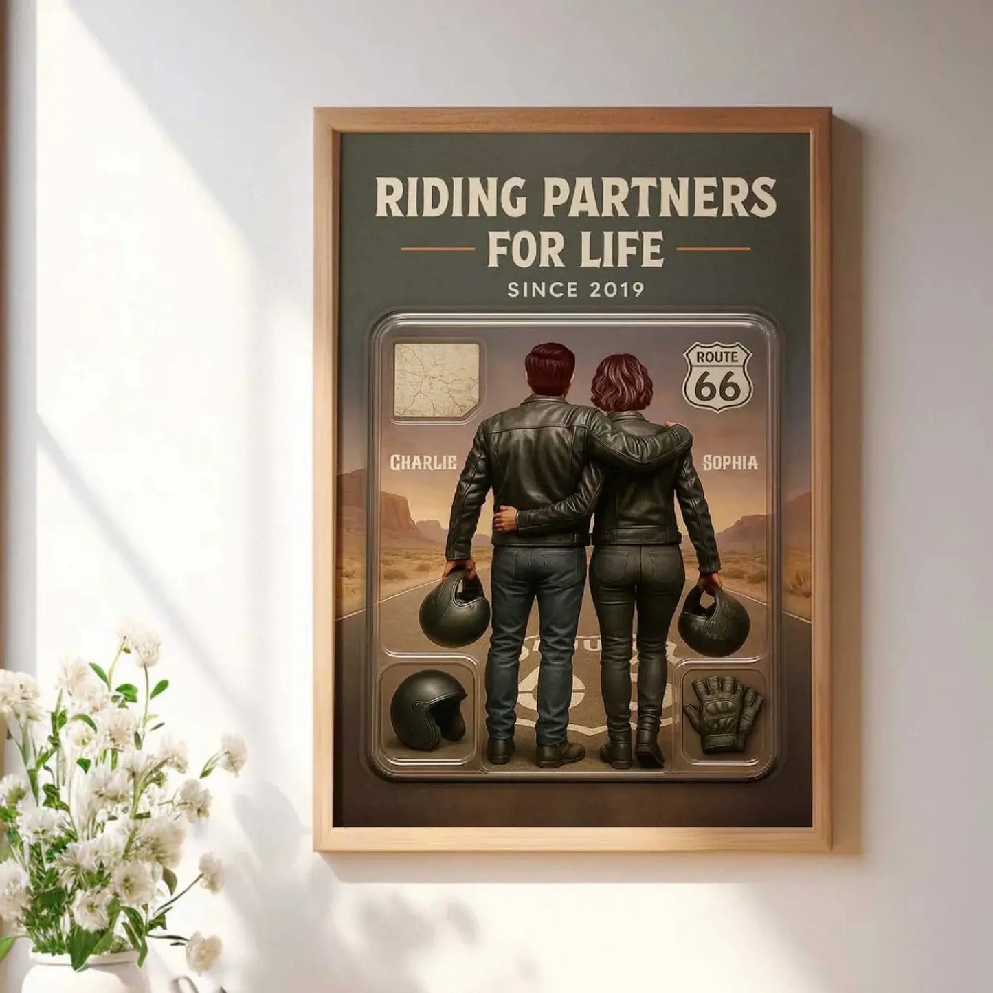 3D Effect Custom Horse Riding Couple Poster – Personalized Cowboy & Cowgirl Wall Art, Riding Partners For Life Gift Ezcustomize