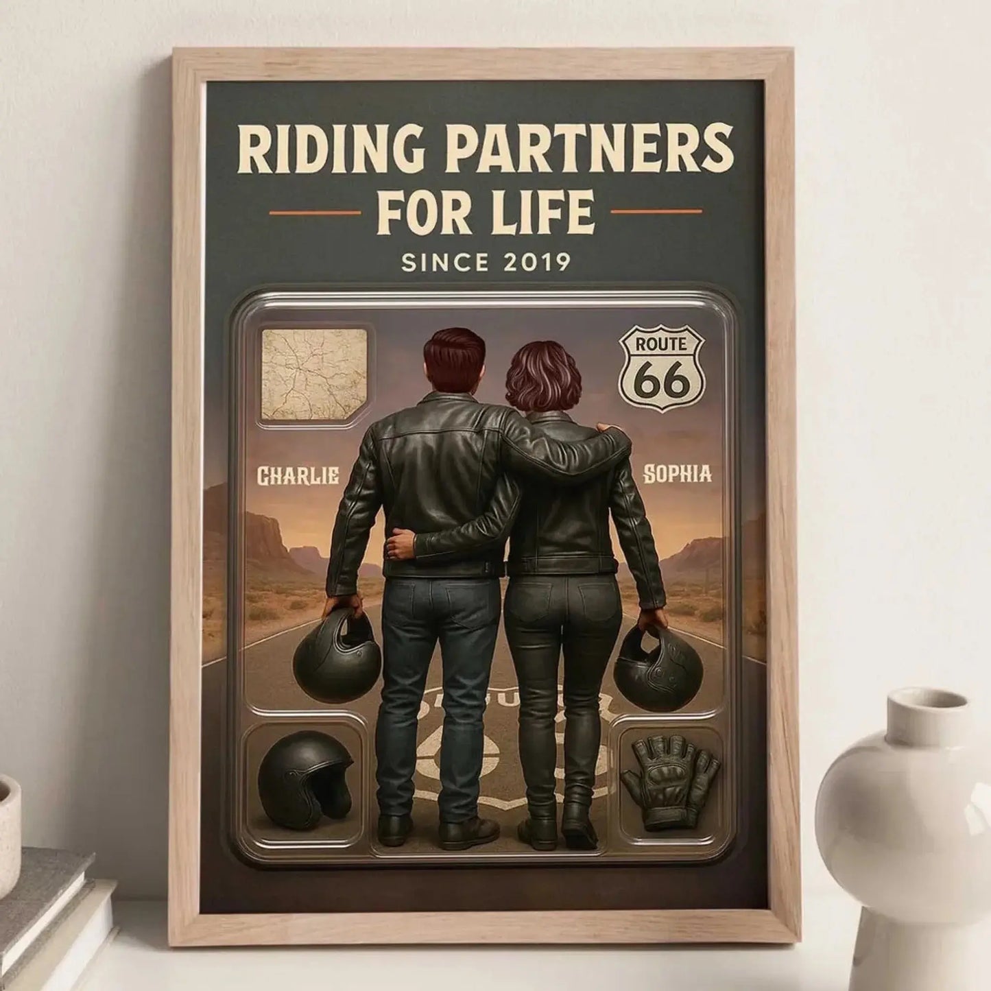 3D Effect Custom Horse Riding Couple Poster – Personalized Cowboy & Cowgirl Wall Art, Riding Partners For Life Gift Ezcustomize