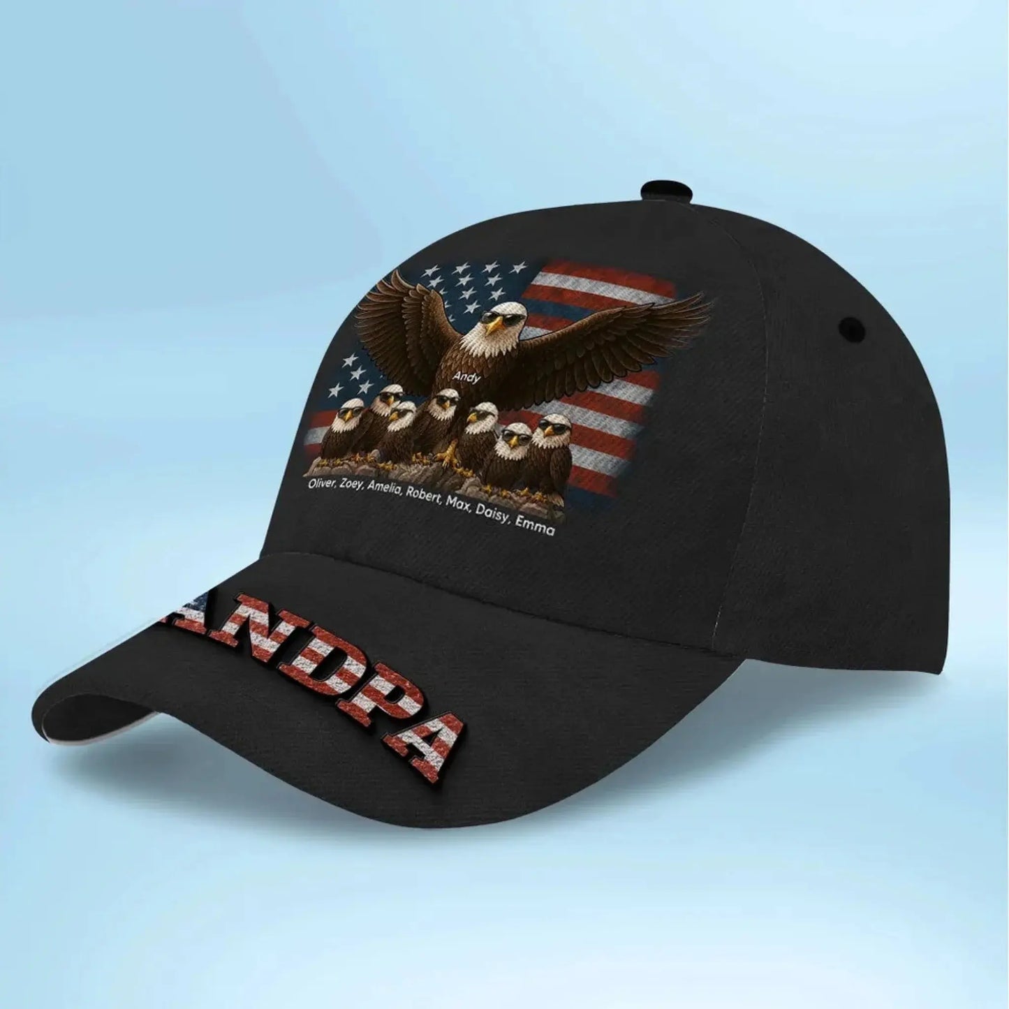 3D Effect Eagle Dad & Grandpa Cap – Personalized Classic Hat – Perfect 2025 Father’s Day Gift for Dad, Husband, or Grandpa Ezcustomize