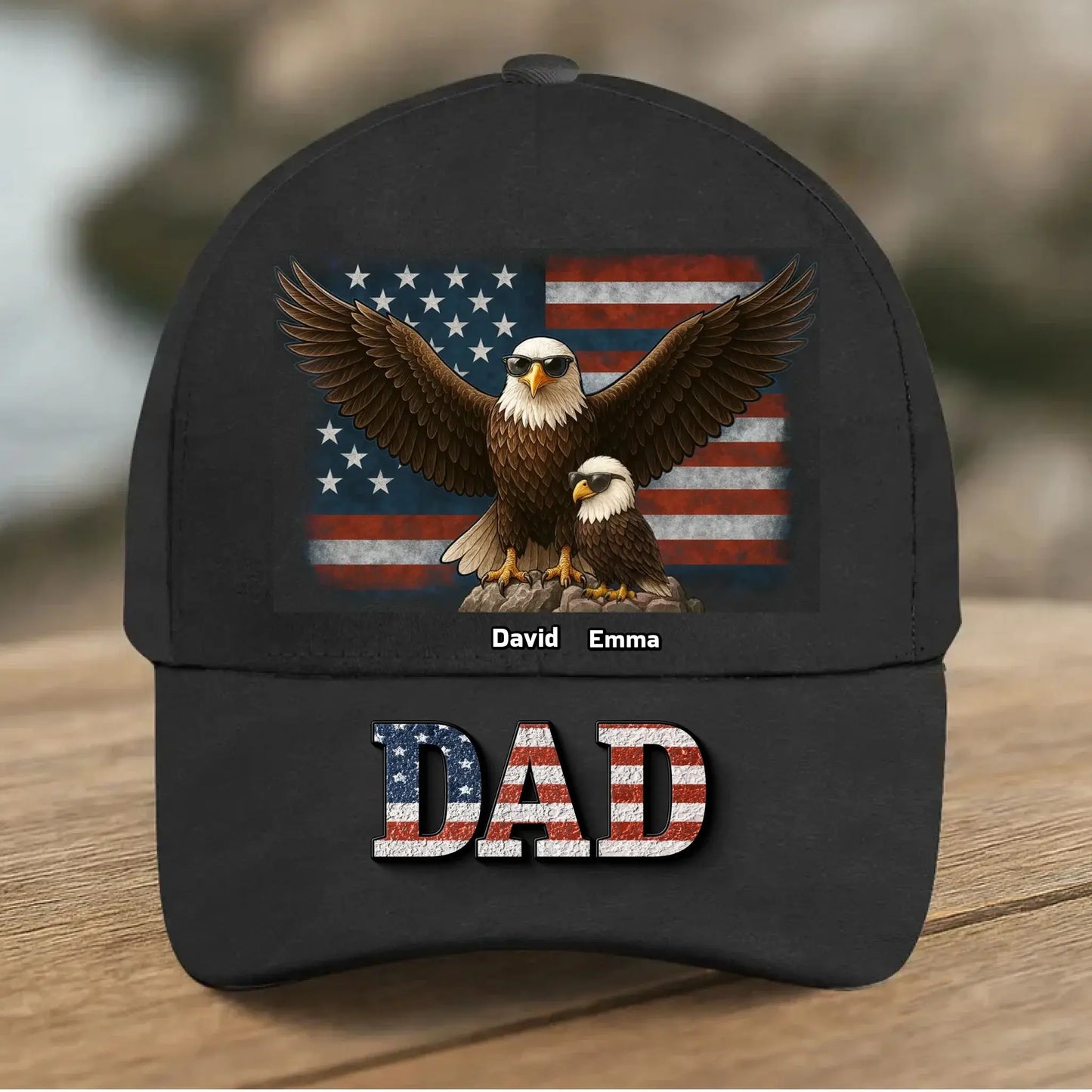 3D Effect Eagle Dad & Grandpa Cap – Personalized Classic Hat – Perfect 2025 Father’s Day Gift for Dad, Husband, or Grandpa Ezcustomize