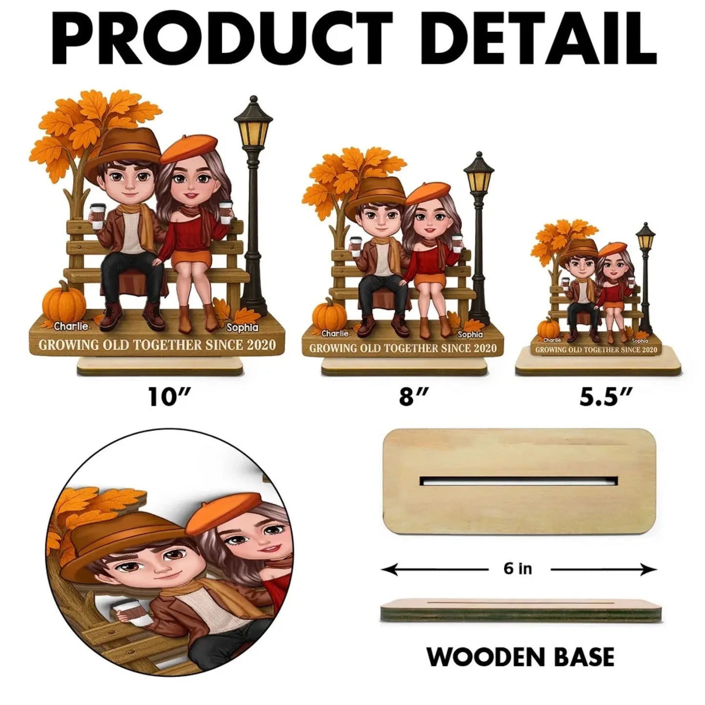 3D Effect Fall Season Couple Plaque – Personalized 2-Layer Wooden Gift with Names – Custom Autumn Decor for Him Her Ezcustomize