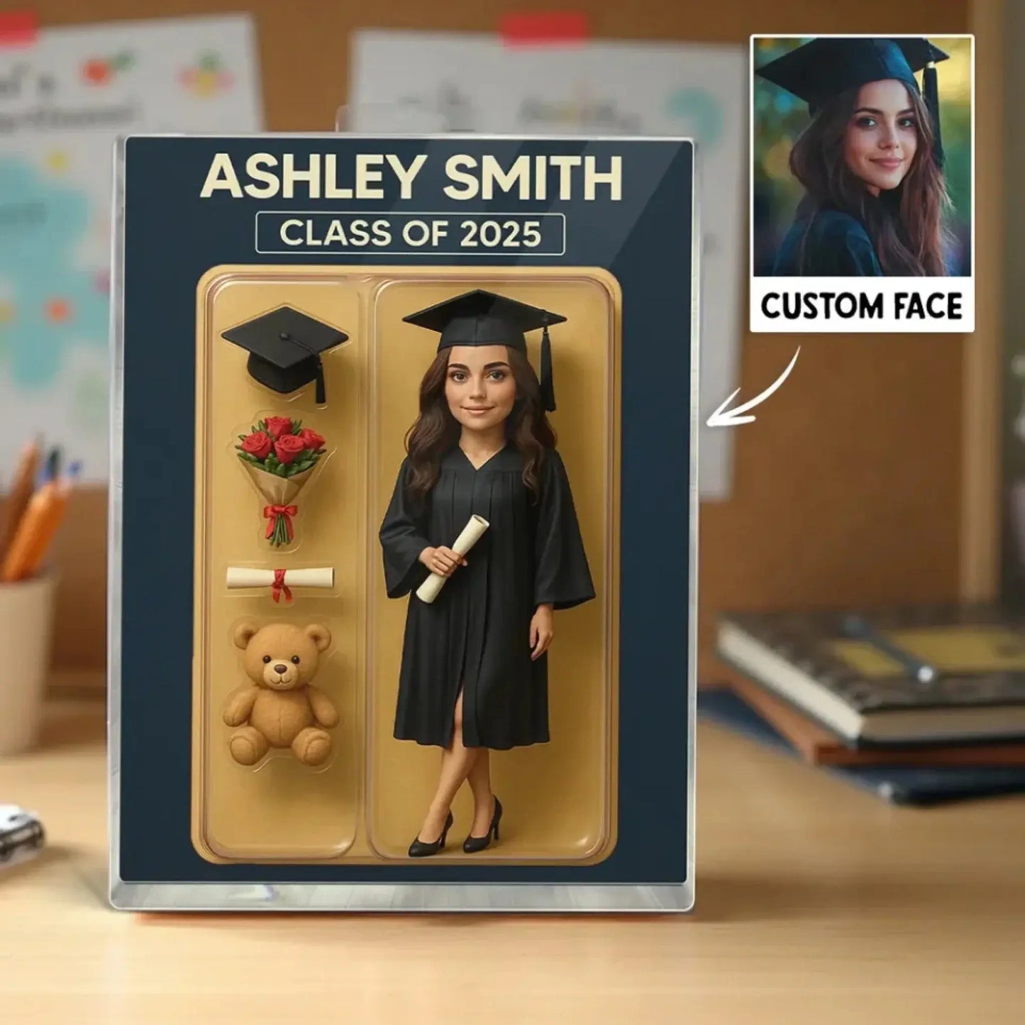 3D Graduation Action Figure Plaque – Personalized Acrylic Block – Unique Keepsake Gift for Graduates with Custom Packaging Look Ezcustomize