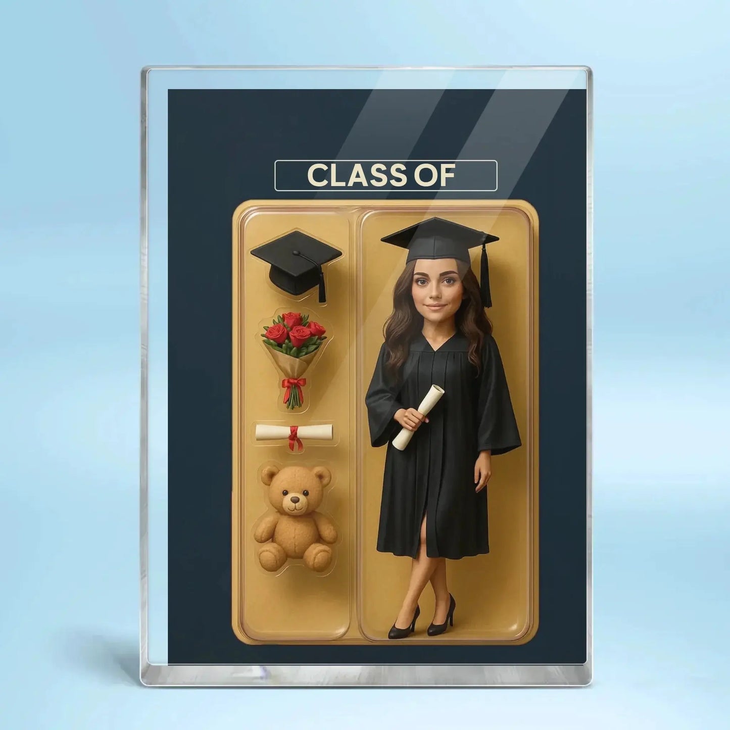 3D Graduation Action Figure Plaque – Personalized Acrylic Block – Unique Keepsake Gift for Graduates with Custom Packaging Look Ezcustomize