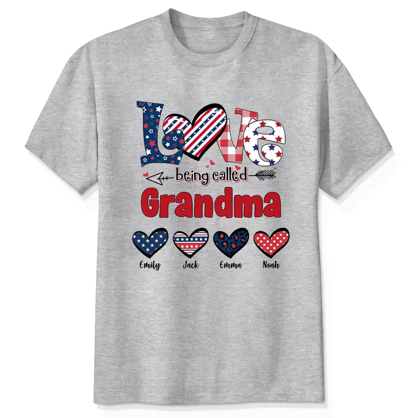 4th of July Love Being Called Grandma Shirt – Personalized Patriotic T-Shirt Gift for Grandma, Nana, Mimi, Gigi, Mom Ezcustomize