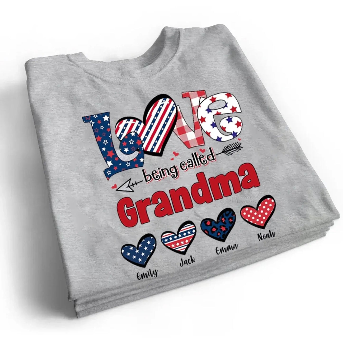 4th of July Love Being Called Grandma Shirt – Personalized Patriotic T-Shirt Gift for Grandma, Nana, Mimi, Gigi, Mom Ezcustomize