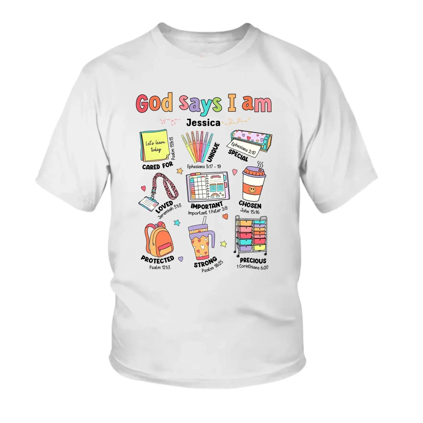 God Says I Am Teacher Shirt – Personalized Youth T-Shirt with Bible Verses, Back to School Faith-Based Gift for Teachers and Students Ezcustomize