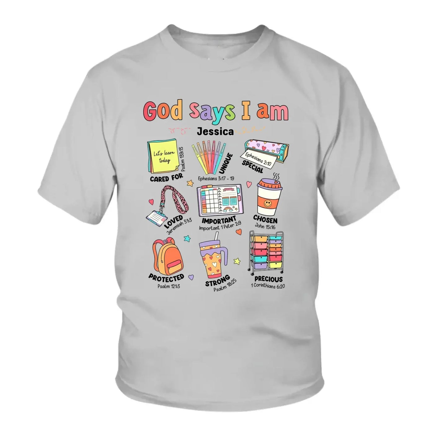 God Says I Am Teacher Shirt – Personalized Youth T-Shirt with Bible Verses, Back to School Faith-Based Gift for Teachers and Students Ezcustomize