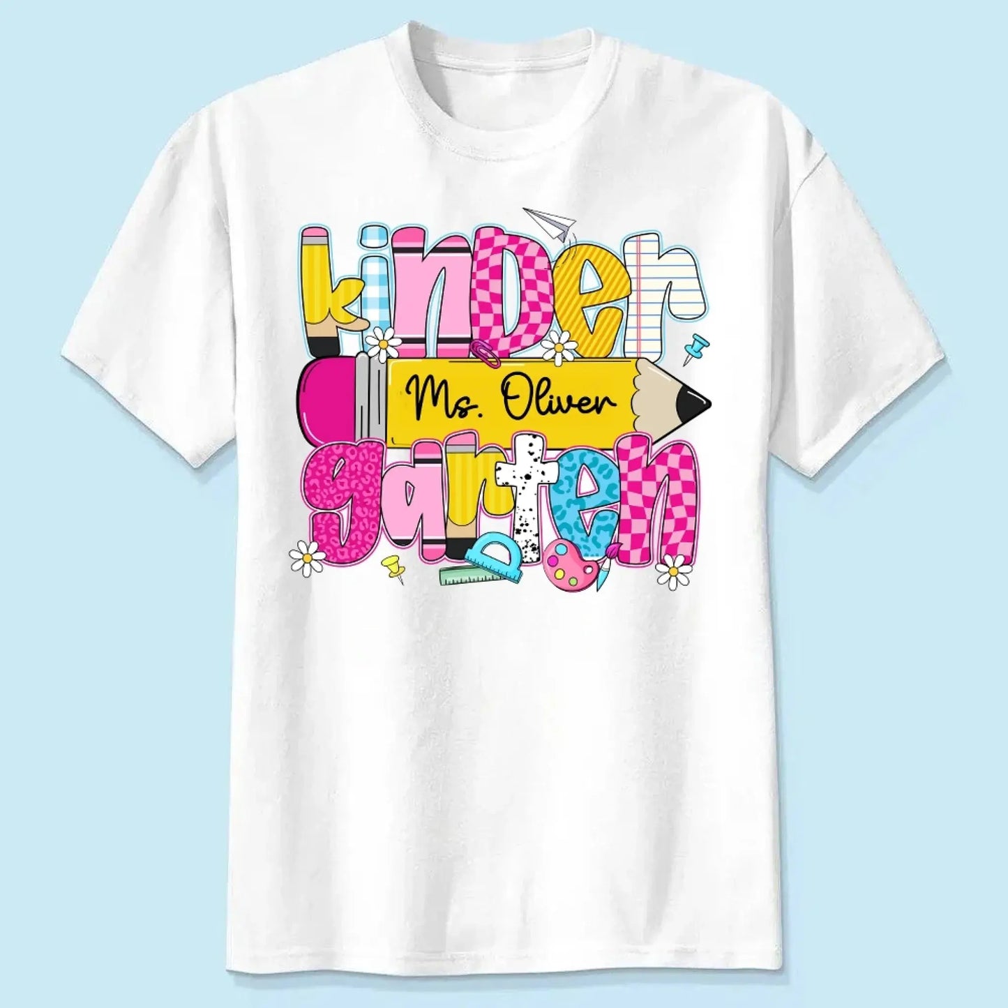 Retro Coquette Pencil Back to School Shirt – Personalized T-shirt/Sweater/Hoodie - 1st Day Outfit for Teachers Ezcustomize