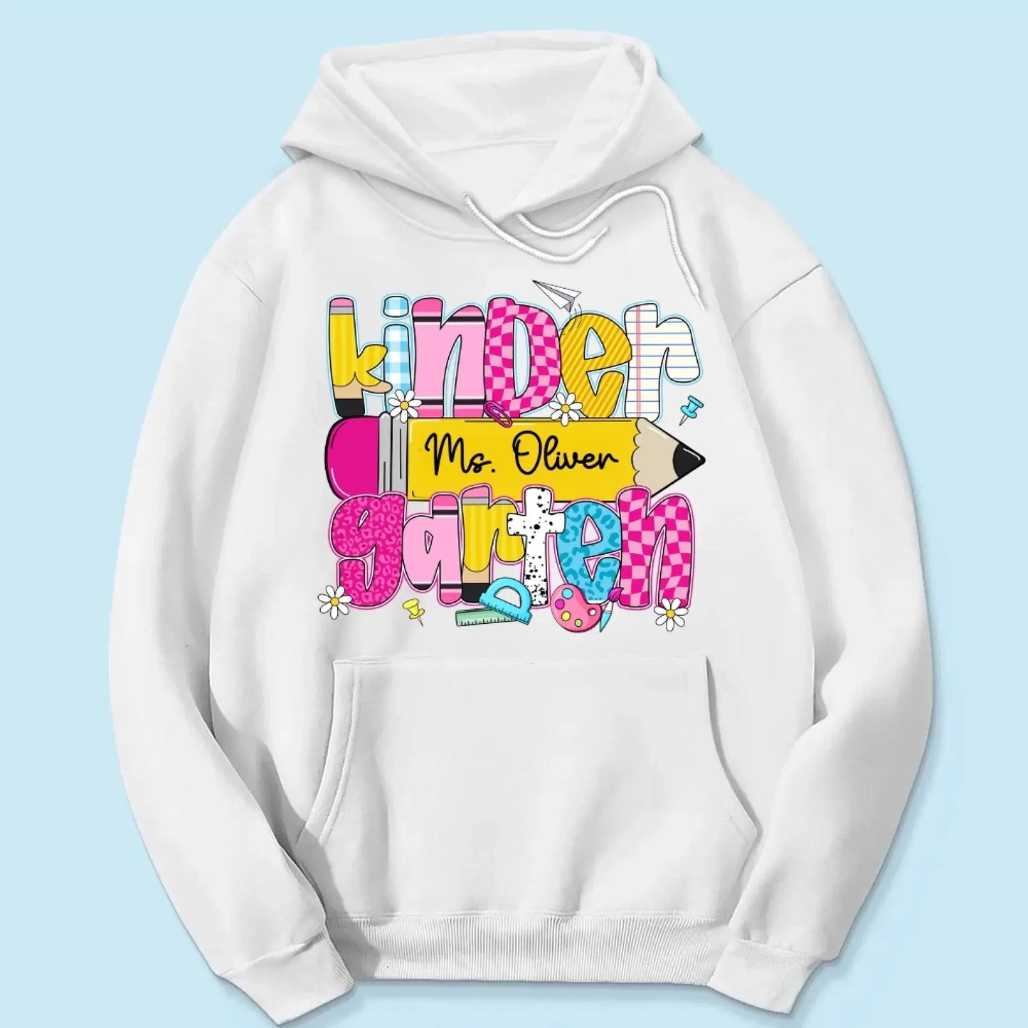 Retro Coquette Pencil Back to School Shirt – Personalized T-shirt/Sweater/Hoodie - 1st Day Outfit for Teachers Ezcustomize