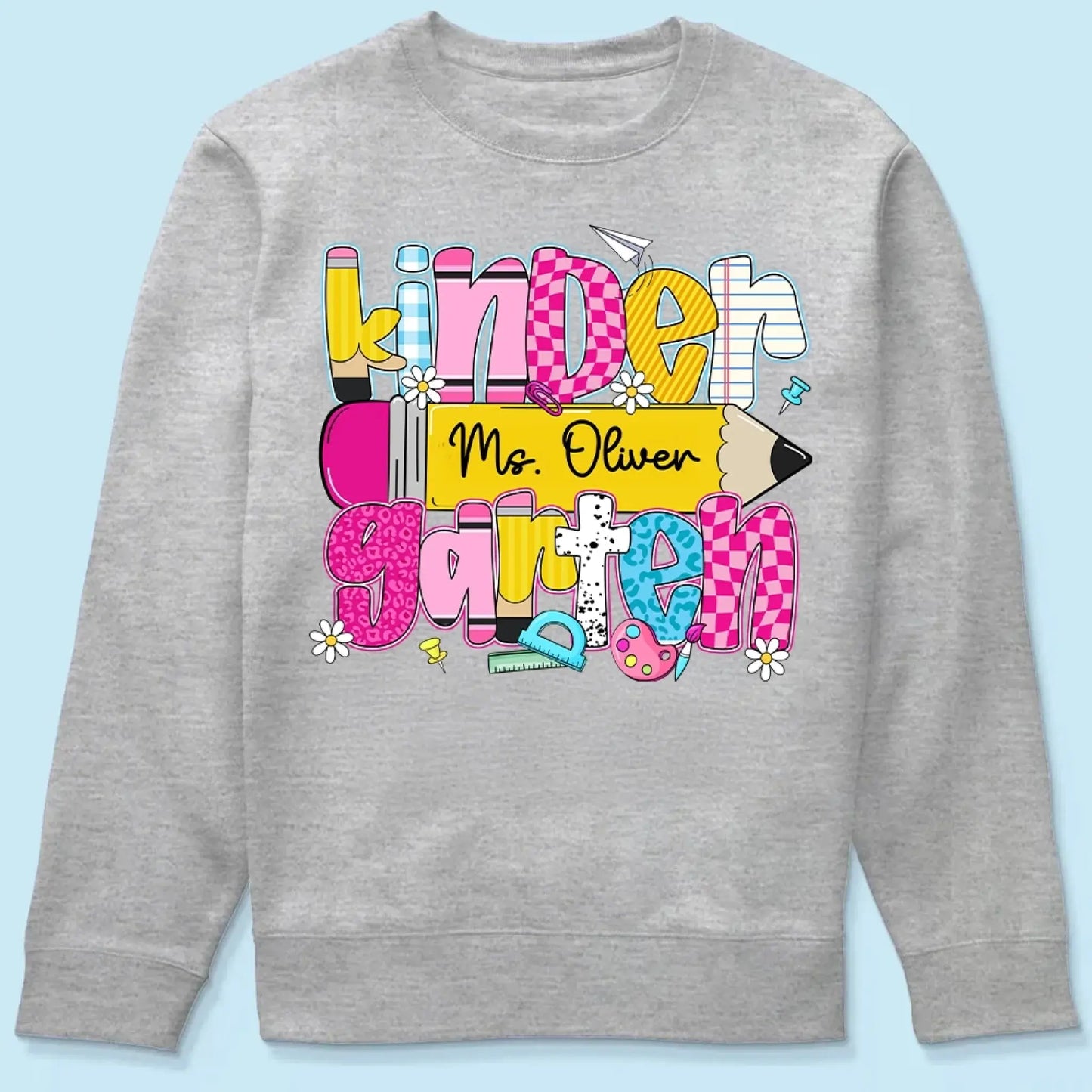 Retro Coquette Pencil Back to School Shirt – Personalized T-shirt/Sweater/Hoodie - 1st Day Outfit for Teachers Ezcustomize