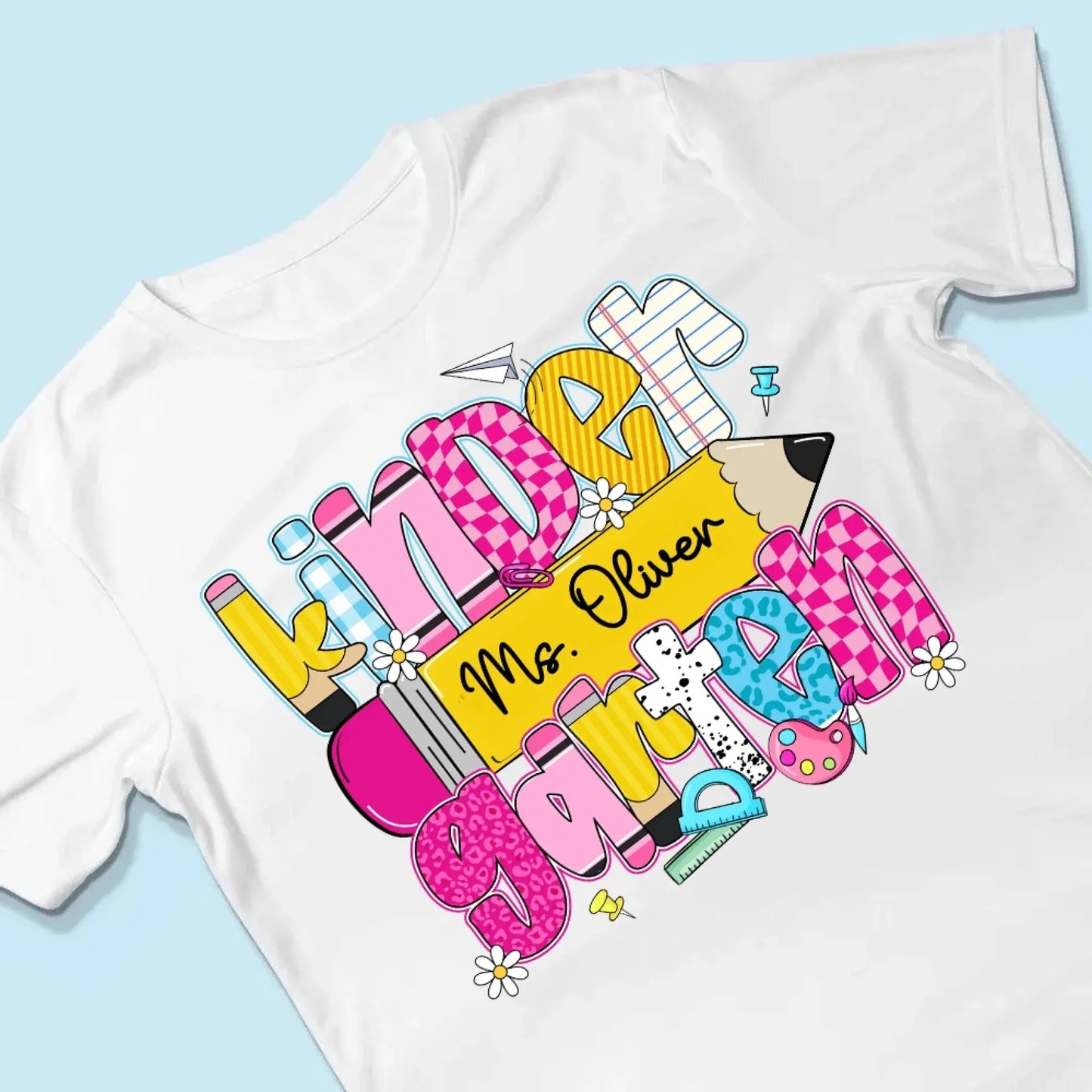 Retro Coquette Pencil Back to School Shirt – Personalized T-shirt/Sweater/Hoodie - 1st Day Outfit for Teachers Ezcustomize