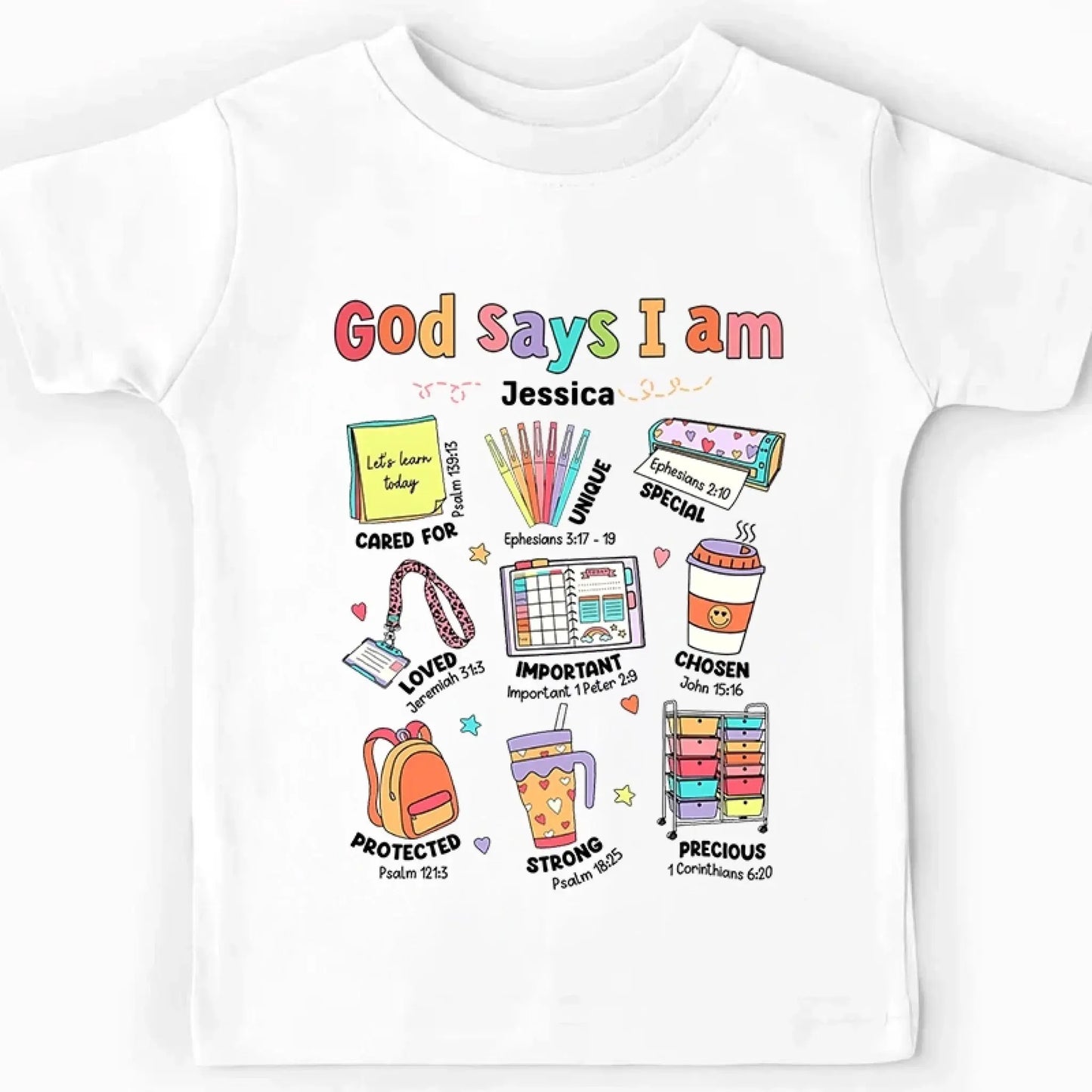 God Says I Am Teacher Shirt – Personalized Youth T-Shirt with Bible Verses, Back to School Faith-Based Gift for Teachers and Students Ezcustomize