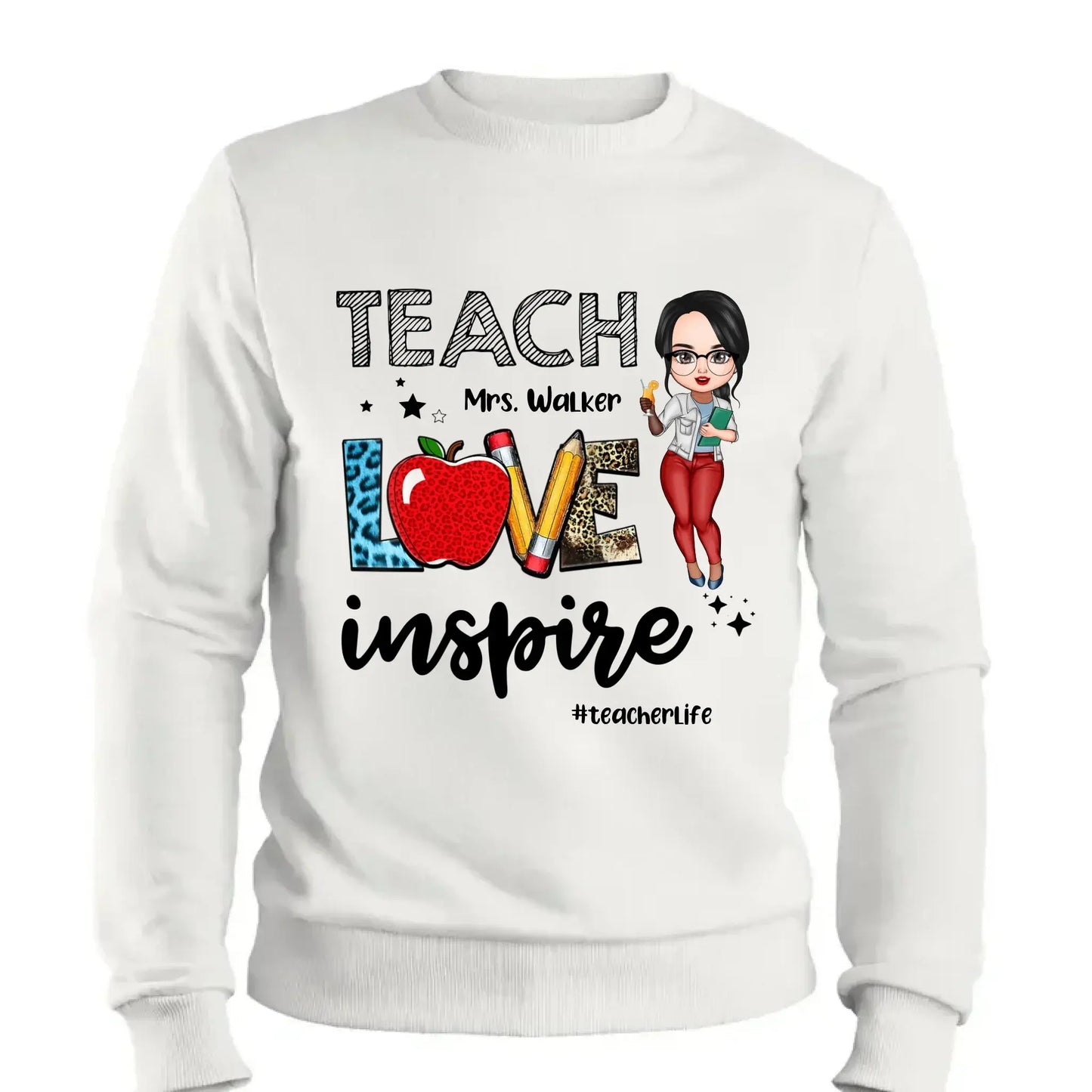 Teacher Love Inspire Teacherlife - Personalized T-shirt, Back To School Gift For Teacher From Student Ezcustomize