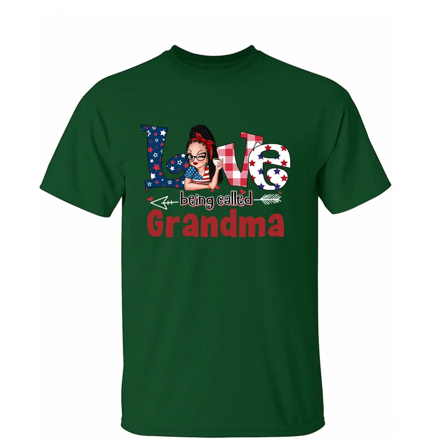 4th of July Grandma Shirt – Love Being Called Grandma Personalized T-Shirt – Custom Independence Day Gift for Nana, Mimi, Gigi Ezcustomize