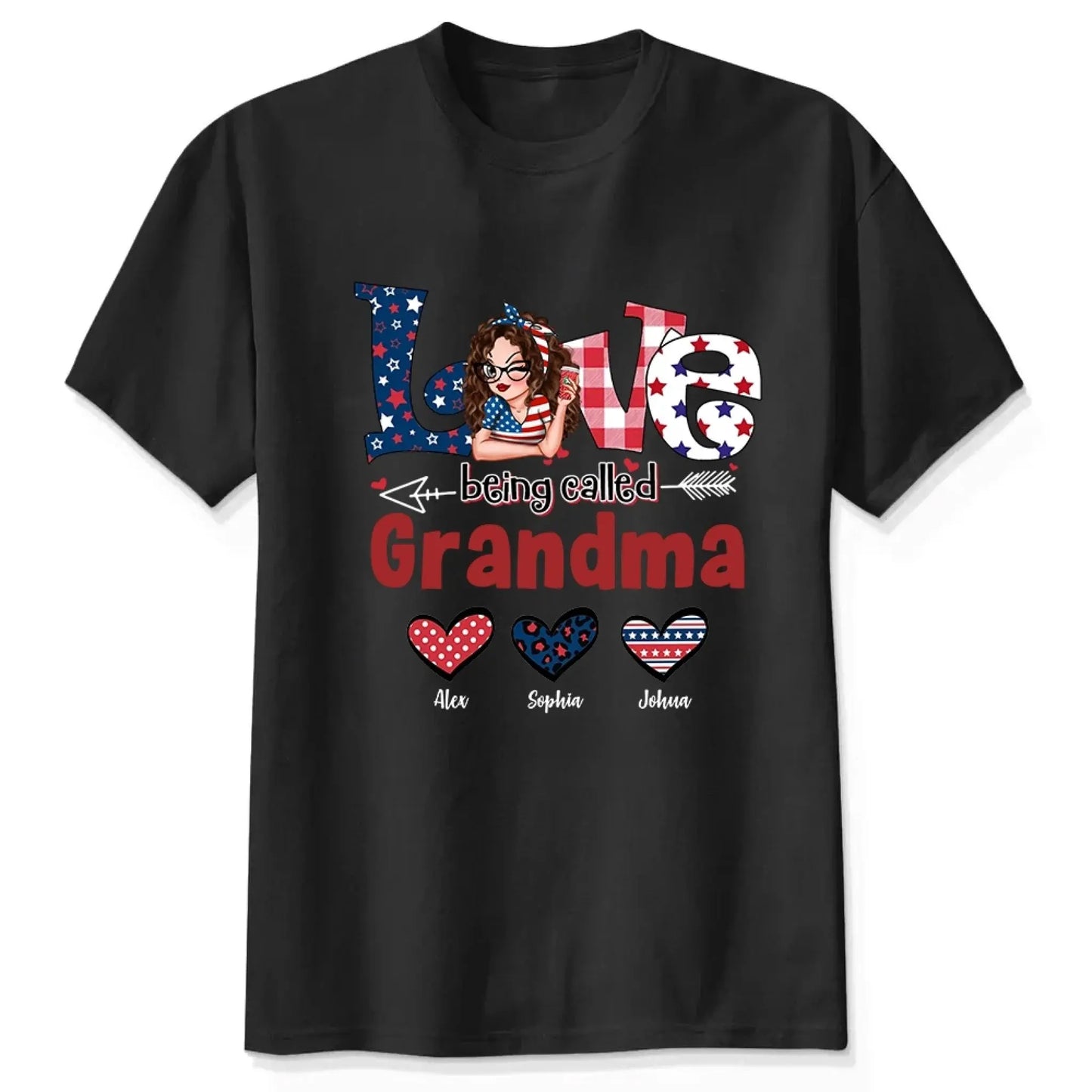 4th of July Grandma Shirt – Love Being Called Grandma Personalized T-Shirt – Custom Independence Day Gift for Nana, Mimi, Gigi Ezcustomize