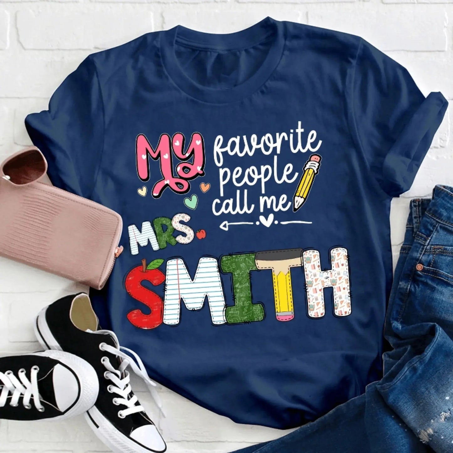 Personalized Teacher Shirt – My Favorite People Call Me Teacher – Custom Name Back to School Gift, Funny Teacher Tee for First Day, Birthday, Appreciation Ezcustomize
