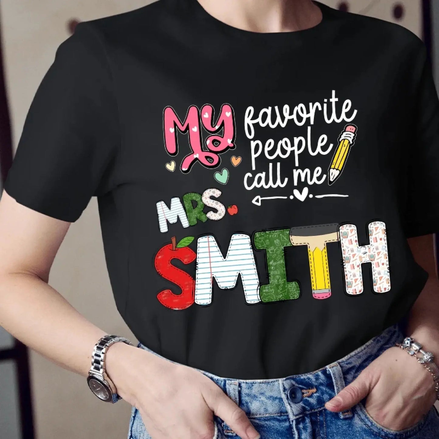 Personalized Teacher Shirt – My Favorite People Call Me Teacher – Custom Name Back to School Gift, Funny Teacher Tee for First Day, Birthday, Appreciation Ezcustomize
