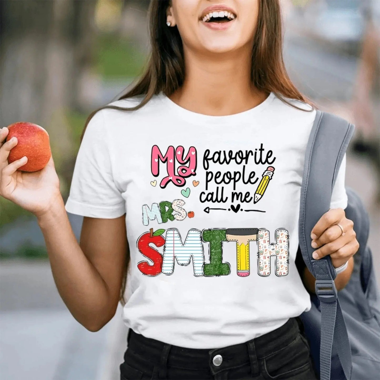 Personalized Teacher Shirt – My Favorite People Call Me Teacher – Custom Name Back to School Gift, Funny Teacher Tee for First Day, Birthday, Appreciation Ezcustomize