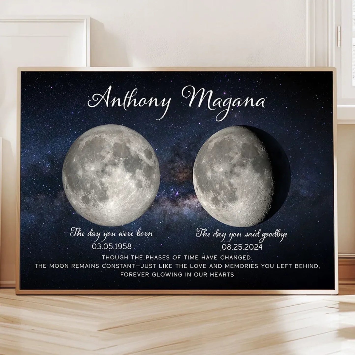 Lost Loved One Moon Phase Art – Personalized Memorial Poster – Thoughtful Sympathy Gift for Grieving Family & Friends Ezcustomize