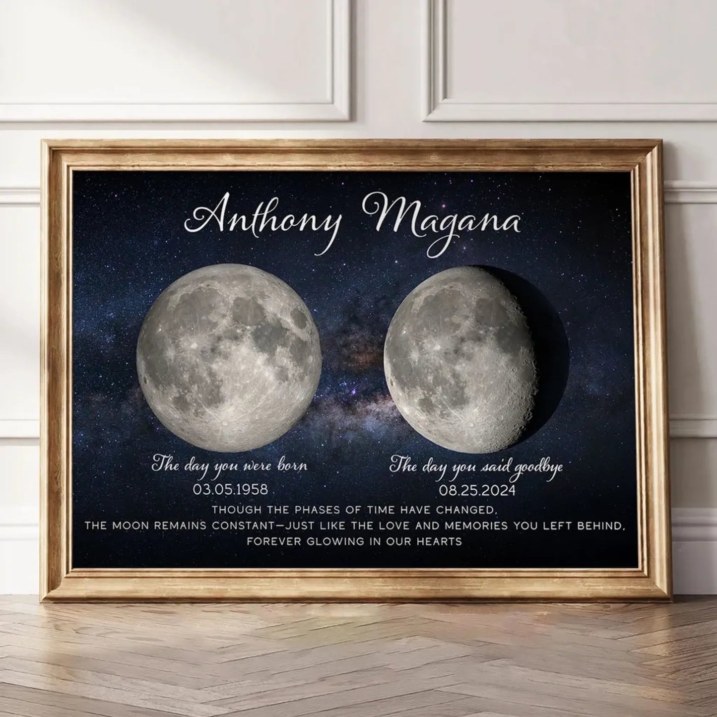 Lost Loved One Moon Phase Art – Personalized Memorial Poster – Thoughtful Sympathy Gift for Grieving Family & Friends Ezcustomize