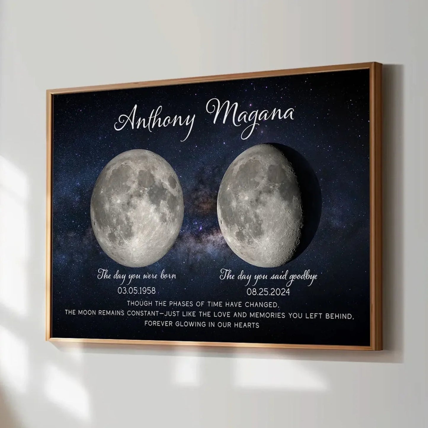 Lost Loved One Moon Phase Art – Personalized Memorial Poster – Thoughtful Sympathy Gift for Grieving Family & Friends Ezcustomize