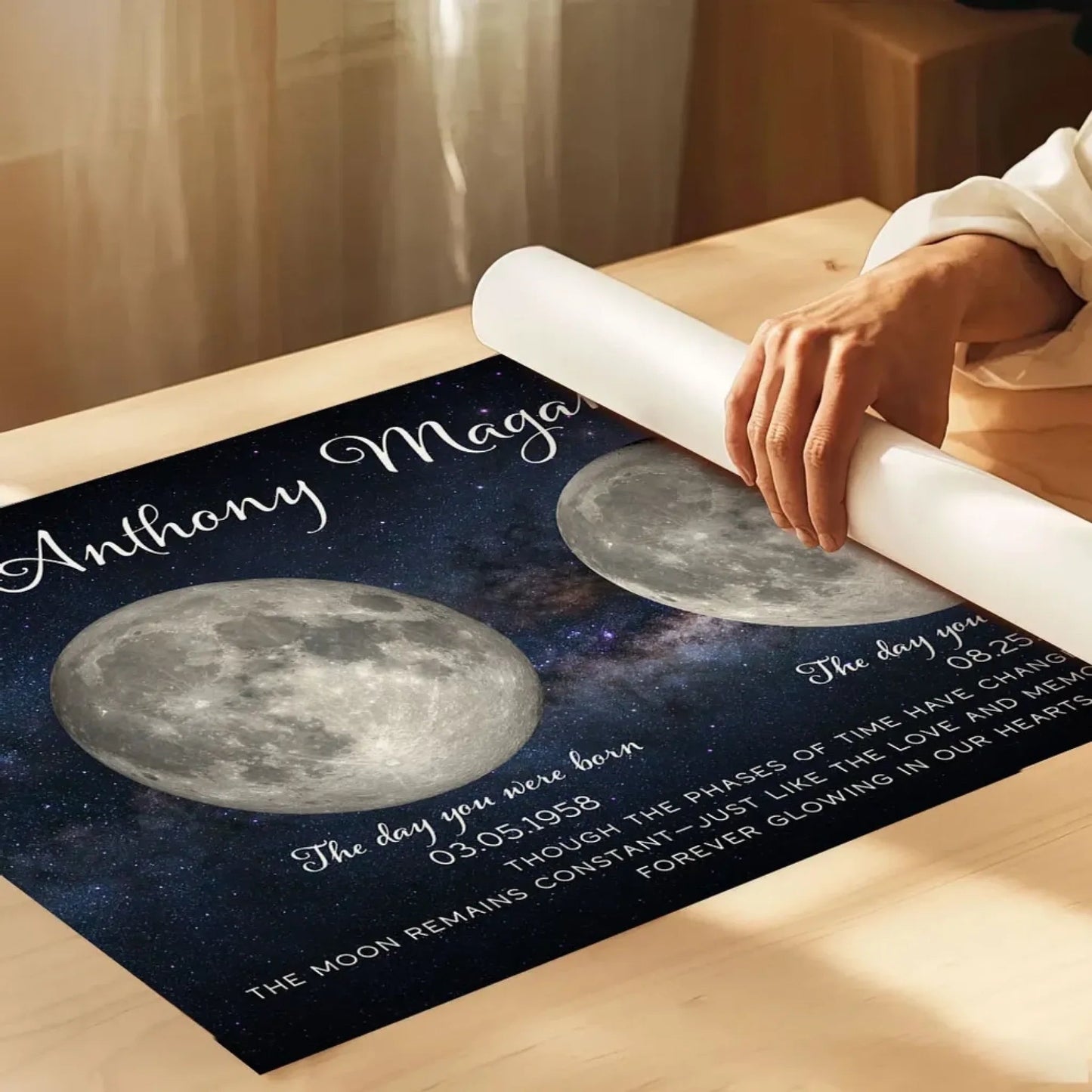 Lost Loved One Moon Phase Art – Personalized Memorial Poster – Thoughtful Sympathy Gift for Grieving Family & Friends Ezcustomize