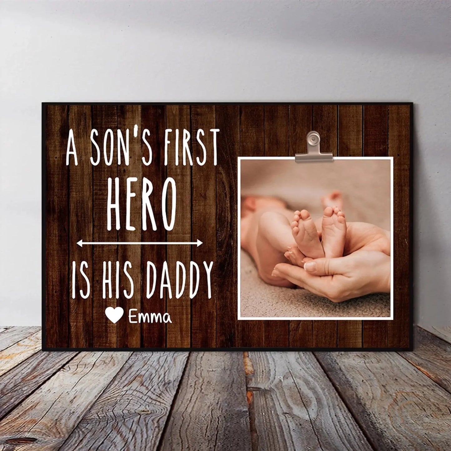A Son’s First Hero, Daddy Hero Wall Art – Personalized Poster/Canvas – Custom First Father’s Day Gift for New Dads Ezcustomize