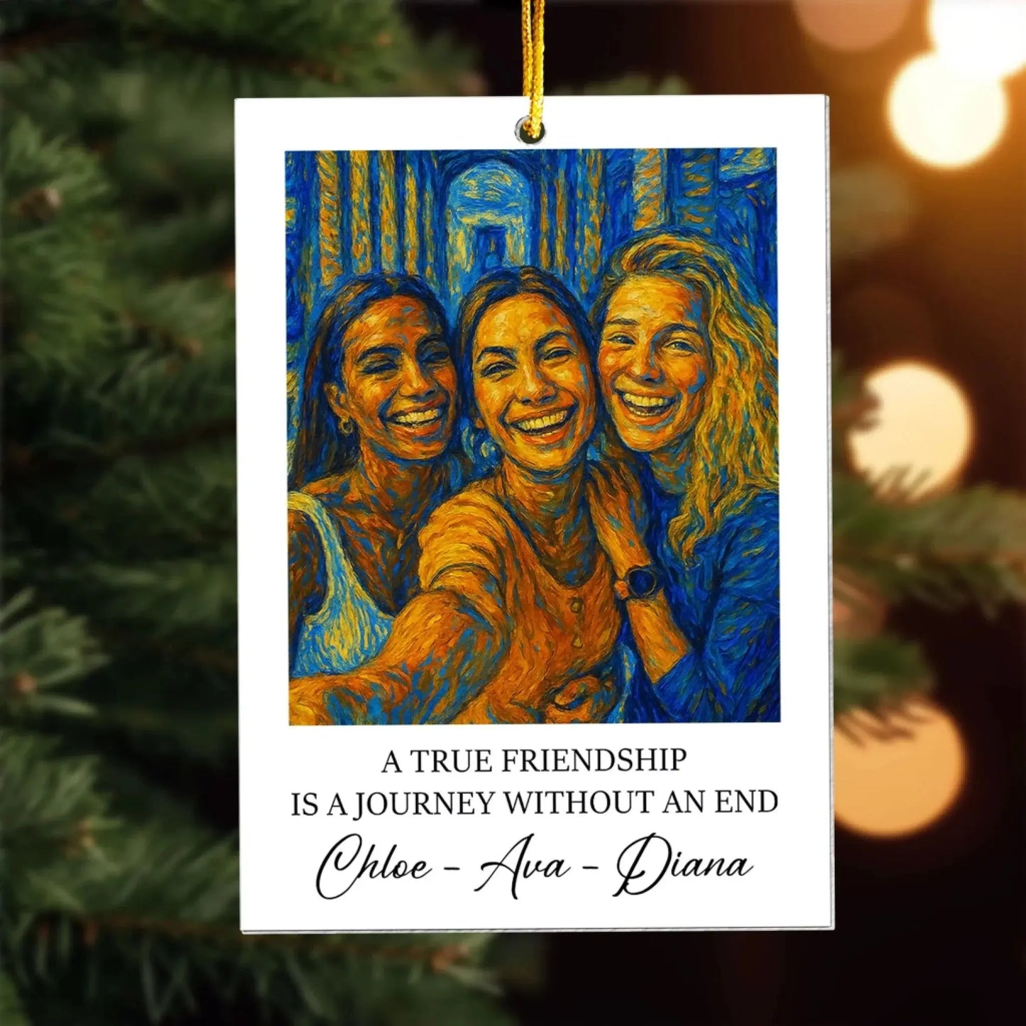 A True Friendship Is a Journey Without an End Van Gogh Art – Personalized Acrylic Photo Ornament – Meaningful Gift for Best Friends Ezcustomize