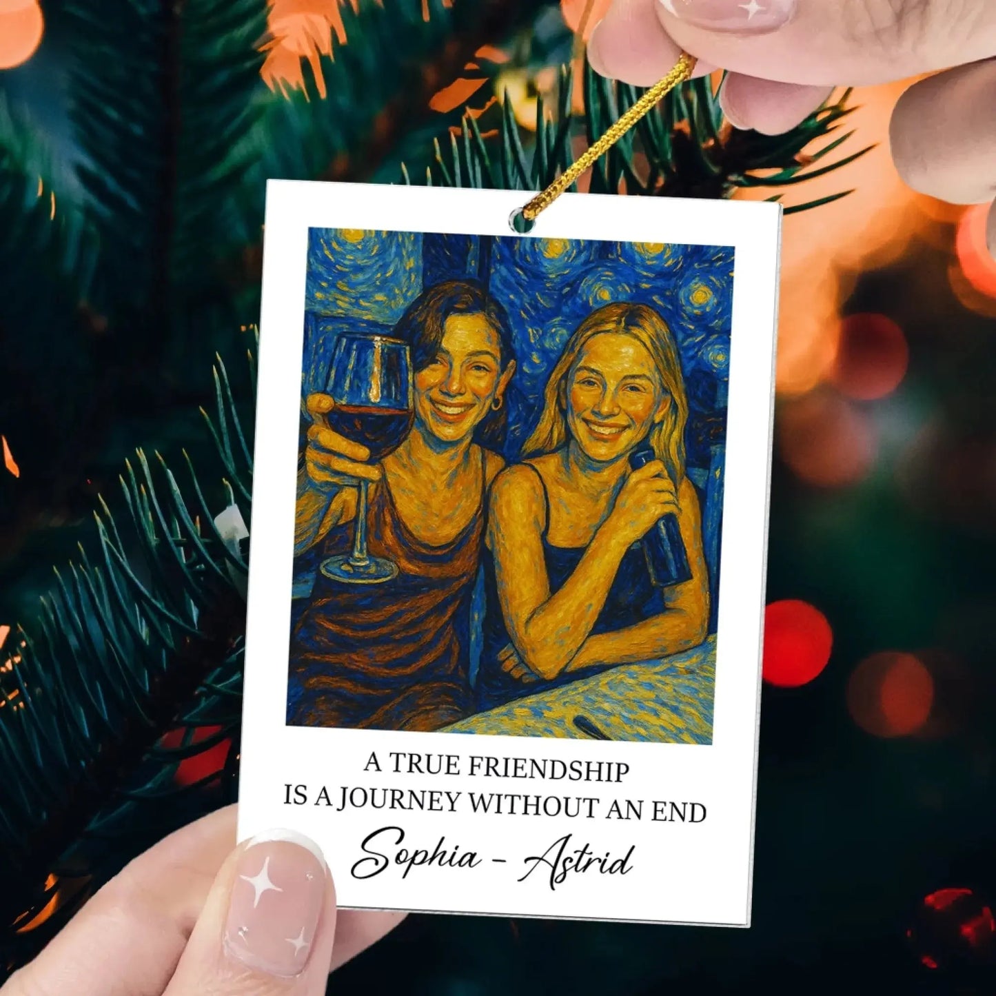 A True Friendship Is a Journey Without an End Van Gogh Art – Personalized Acrylic Photo Ornament – Meaningful Gift for Best Friends Ezcustomize