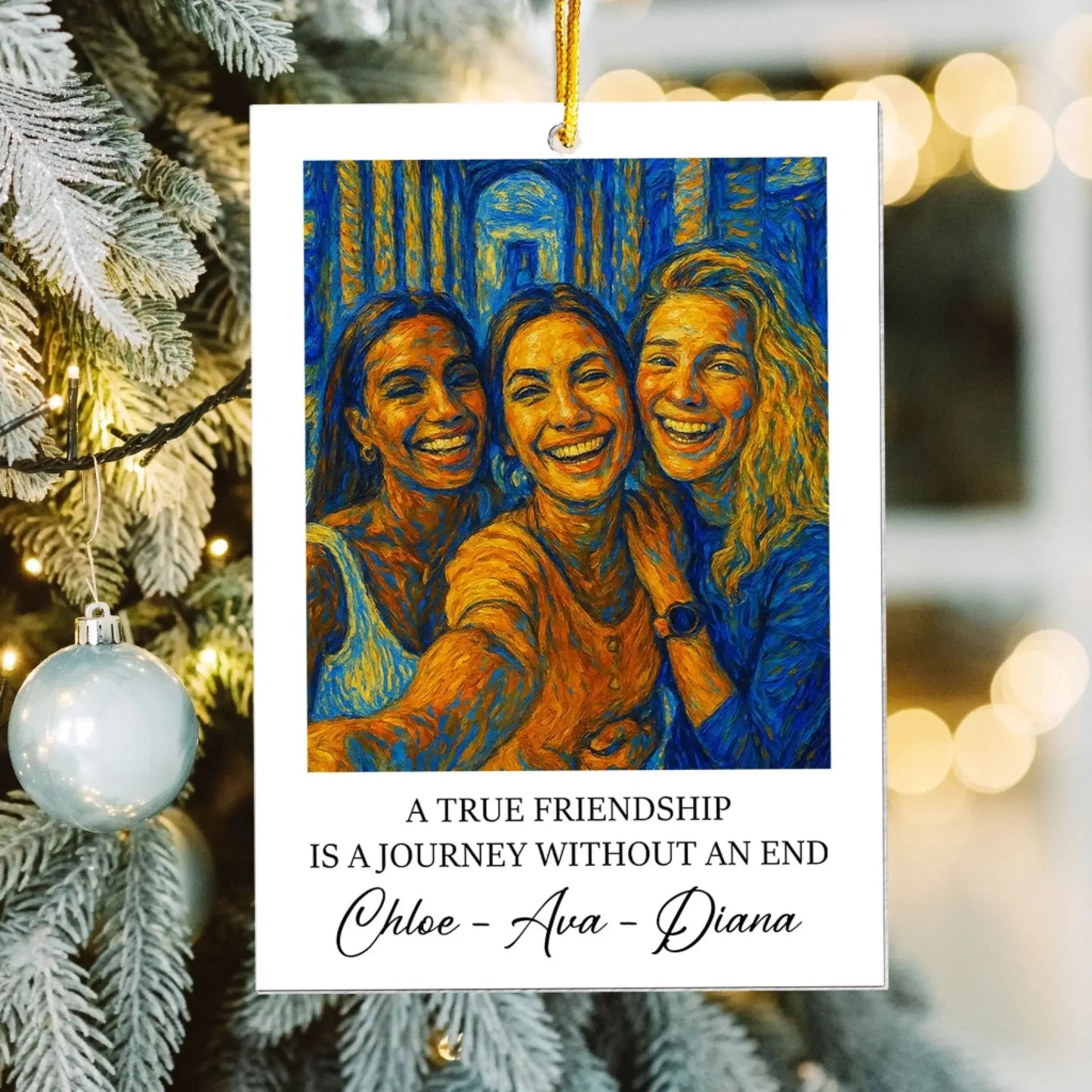 A True Friendship Is a Journey Without an End Van Gogh Art – Personalized Acrylic Photo Ornament – Meaningful Gift for Best Friends Ezcustomize