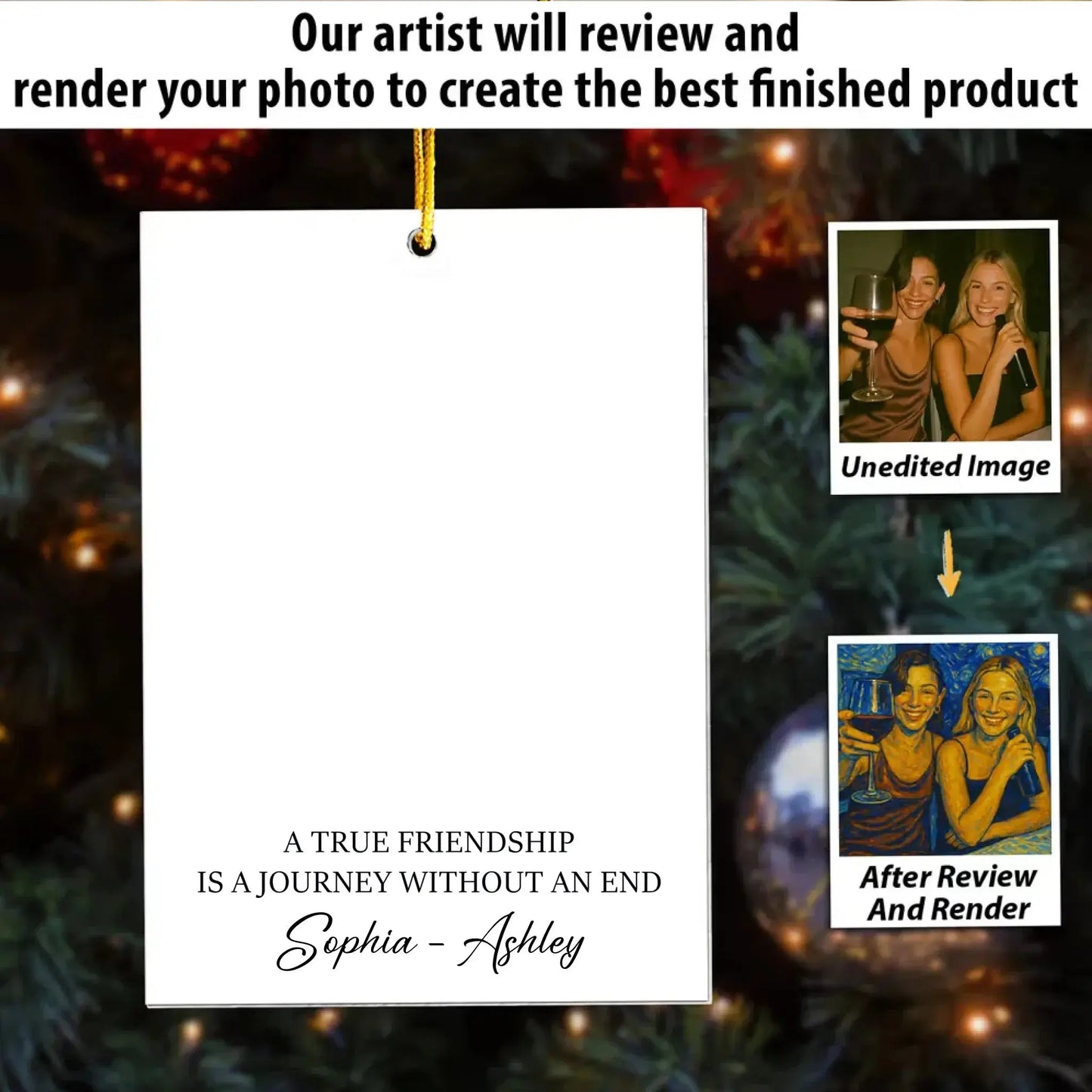 A True Friendship Is a Journey Without an End Van Gogh Art – Personalized Acrylic Photo Ornament – Meaningful Gift for Best Friends Ezcustomize