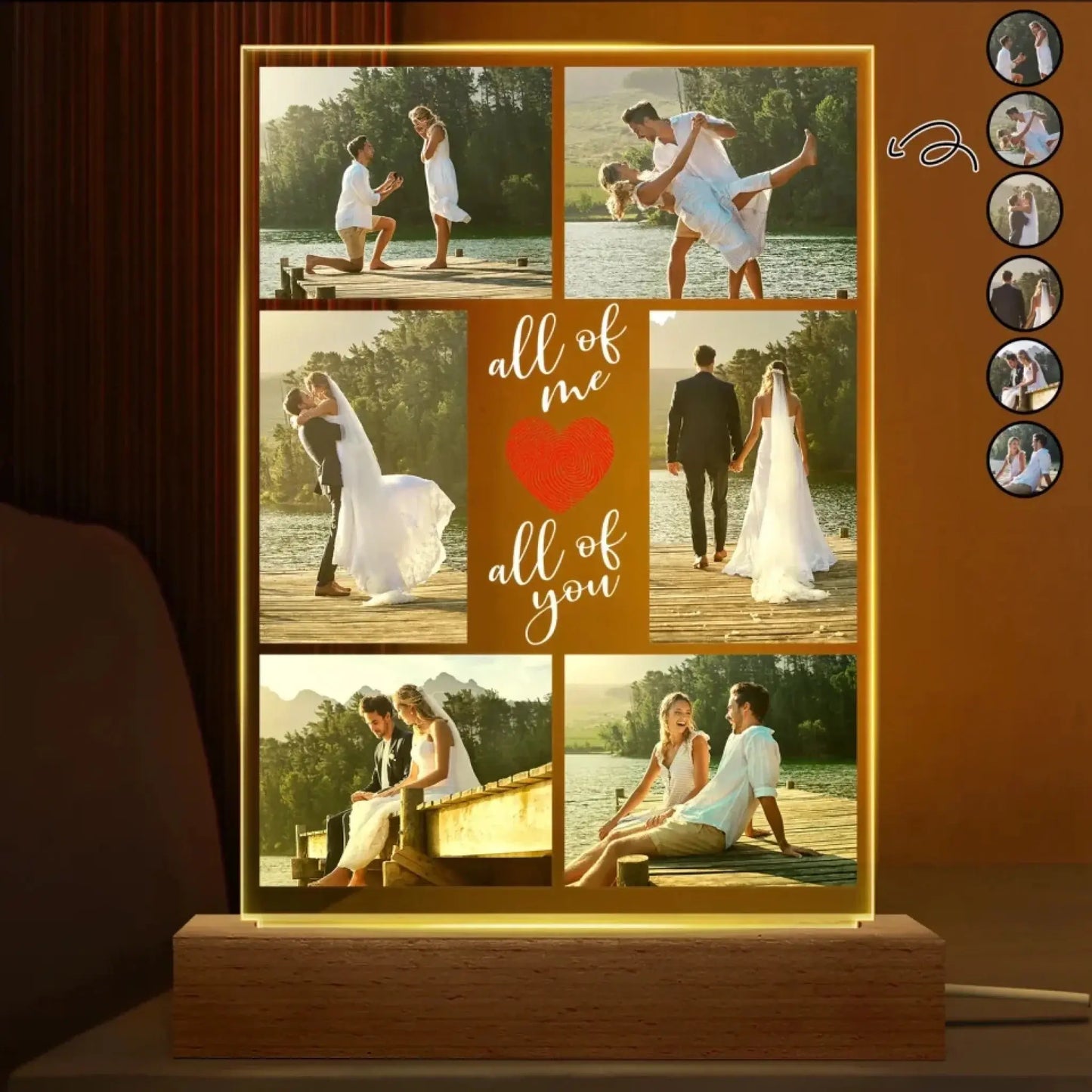 All of Me Loves All of You Custom LED Light – Personalized Acrylic Photo Lamp for Couples, Wedding or Anniversary Gift for Husband or Wife Ezcustomize