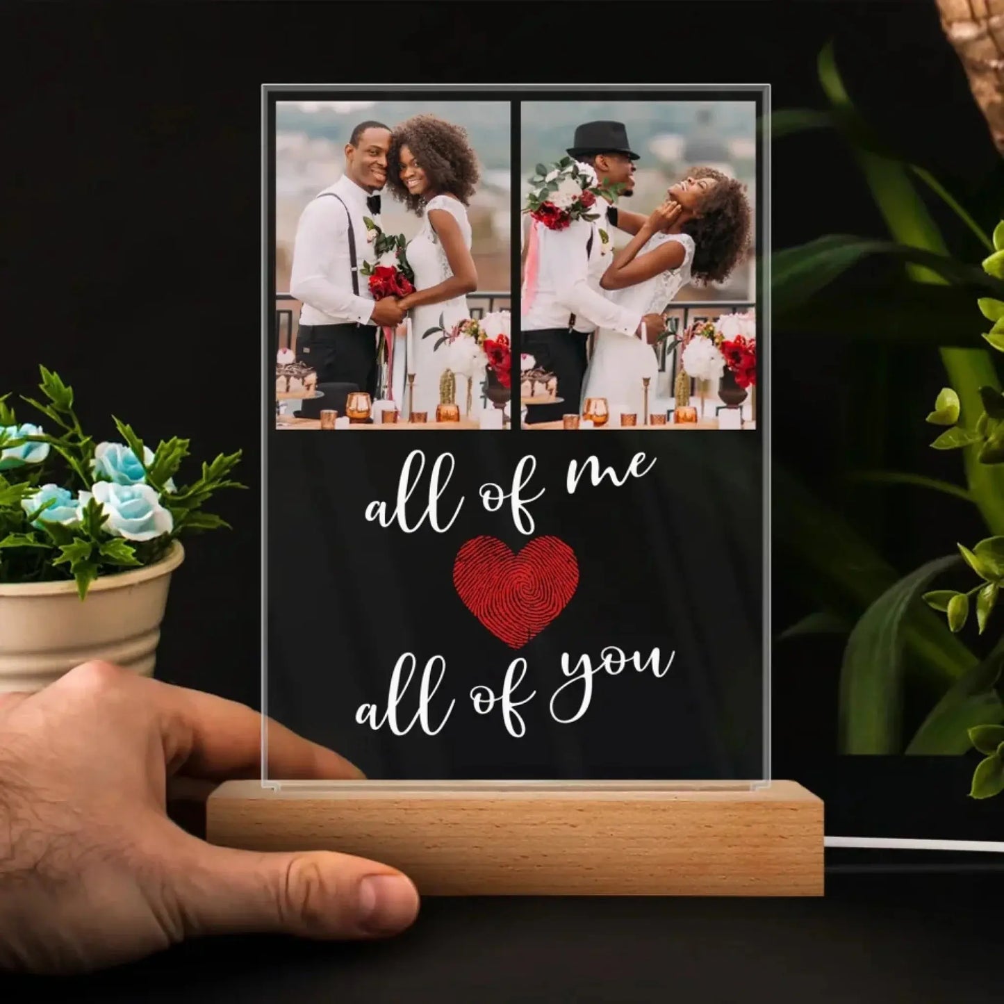 All of Me Loves All of You Custom LED Light – Personalized Acrylic Photo Lamp for Couples, Wedding or Anniversary Gift for Husband or Wife Ezcustomize