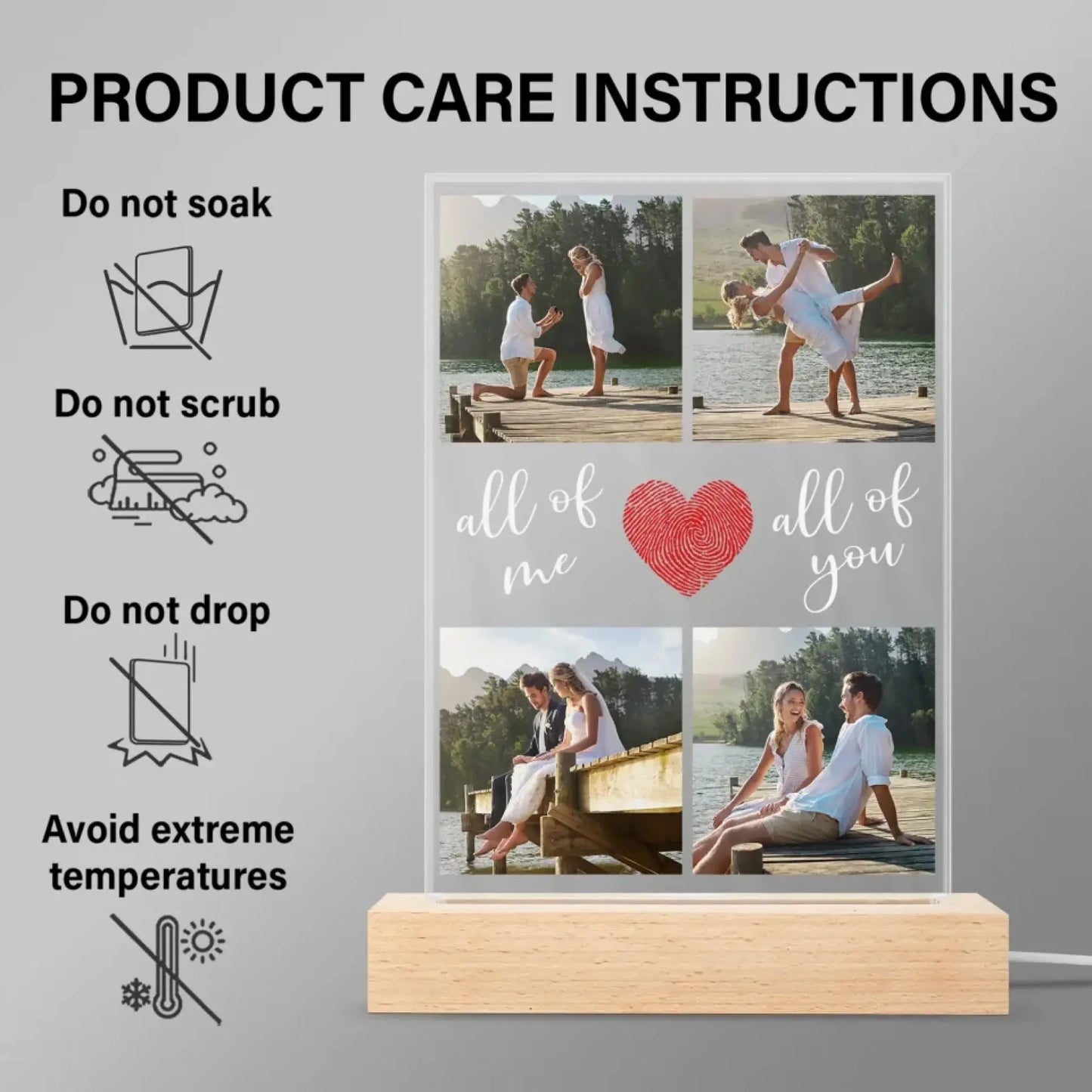 All of Me Loves All of You Custom LED Light – Personalized Acrylic Photo Lamp for Couples, Wedding or Anniversary Gift for Husband or Wife Ezcustomize