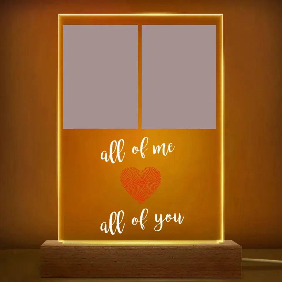 All of Me Loves All of You Custom LED Light – Personalized Acrylic Photo Lamp for Couples, Wedding or Anniversary Gift for Husband or Wife Ezcustomize