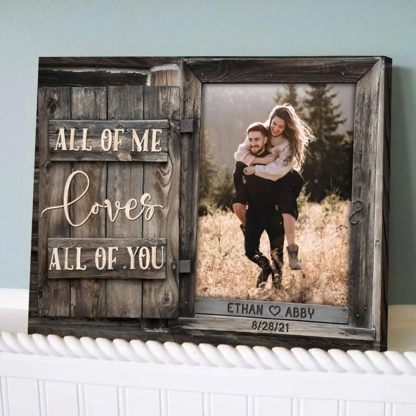 All of Me Loves All of You – Personalized Photo Poster/Canvas with Names and Date – Romantic Wedding or Anniversary Gift for Couples Ezcustomize