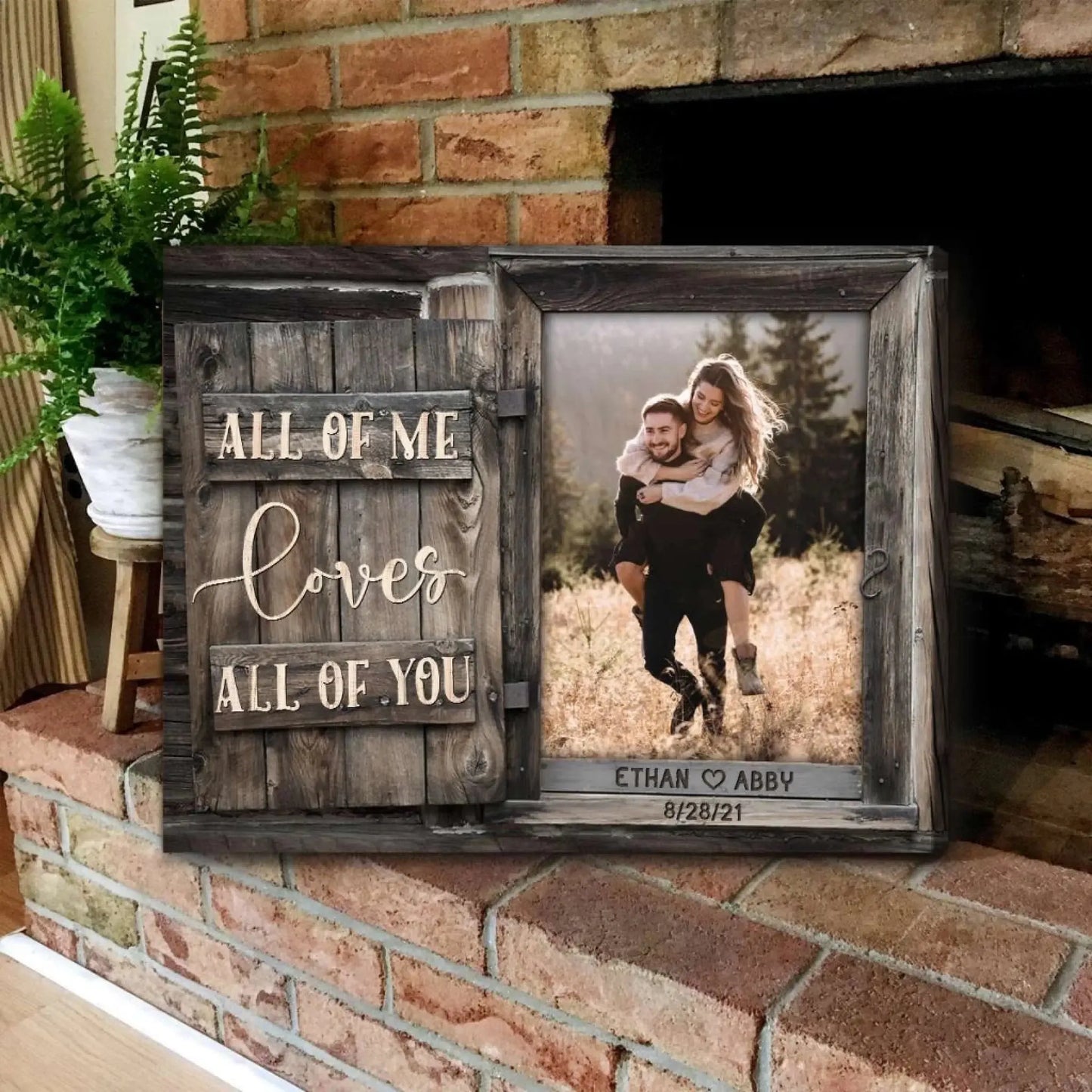 All of Me Loves All of You – Personalized Photo Poster/Canvas with Names and Date – Romantic Wedding or Anniversary Gift for Couples Ezcustomize