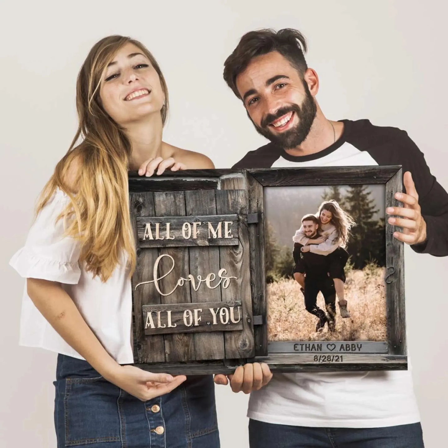 All of Me Loves All of You – Personalized Photo Poster/Canvas with Names and Date – Romantic Wedding or Anniversary Gift for Couples Ezcustomize