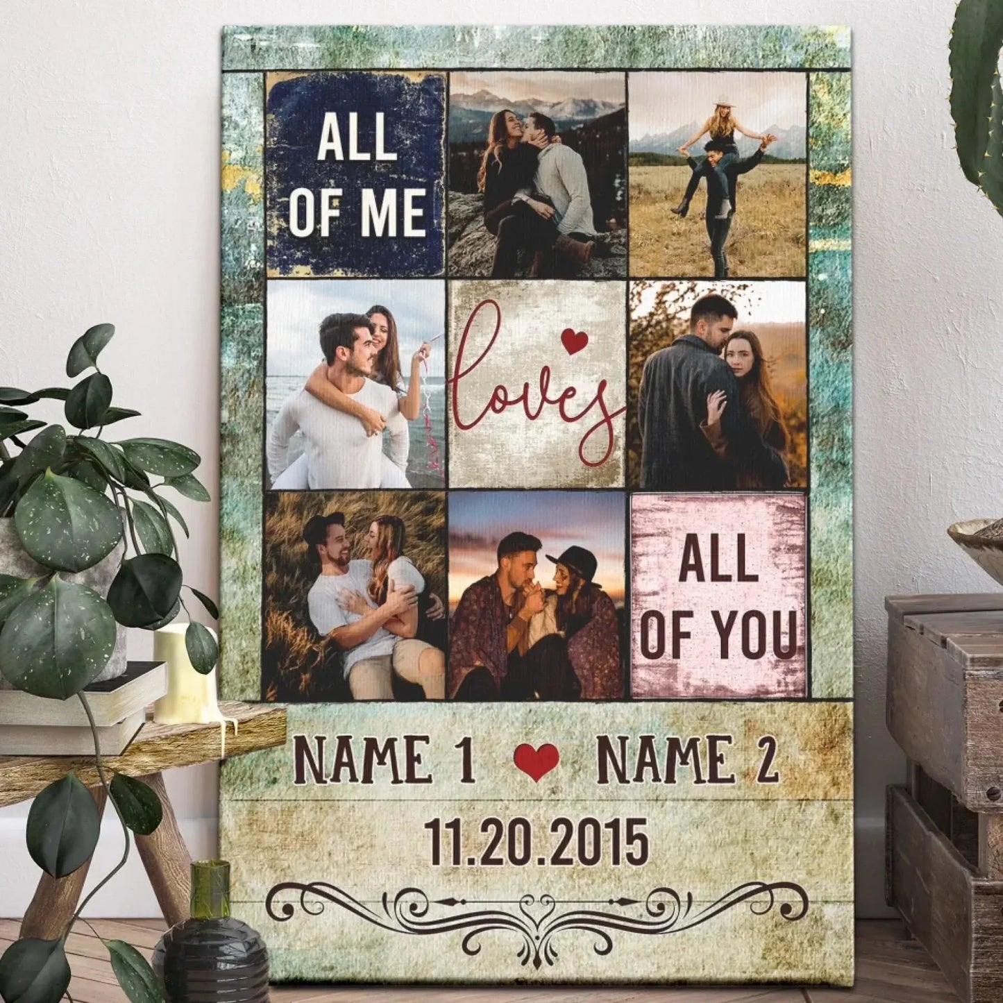 "All of Me Loves All of You" Anniversary Collage – Personalized Poster/Canvas – Customized Couple Gift for Weddings & Special Moments Ezcustomize