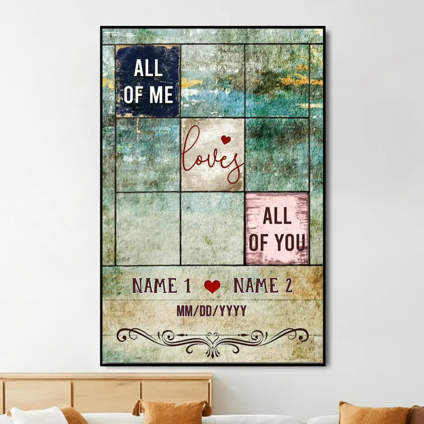 "All of Me Loves All of You" Anniversary Collage – Personalized Poster/Canvas – Customized Couple Gift for Weddings & Special Moments Ezcustomize