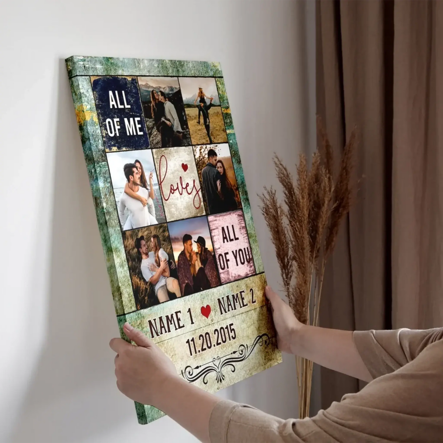 "All of Me Loves All of You" Anniversary Collage – Personalized Poster/Canvas – Customized Couple Gift for Weddings & Special Moments Ezcustomize
