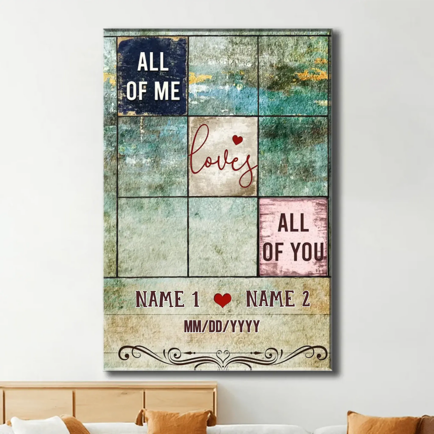 "All of Me Loves All of You" Anniversary Collage – Personalized Poster/Canvas – Customized Couple Gift for Weddings & Special Moments Ezcustomize