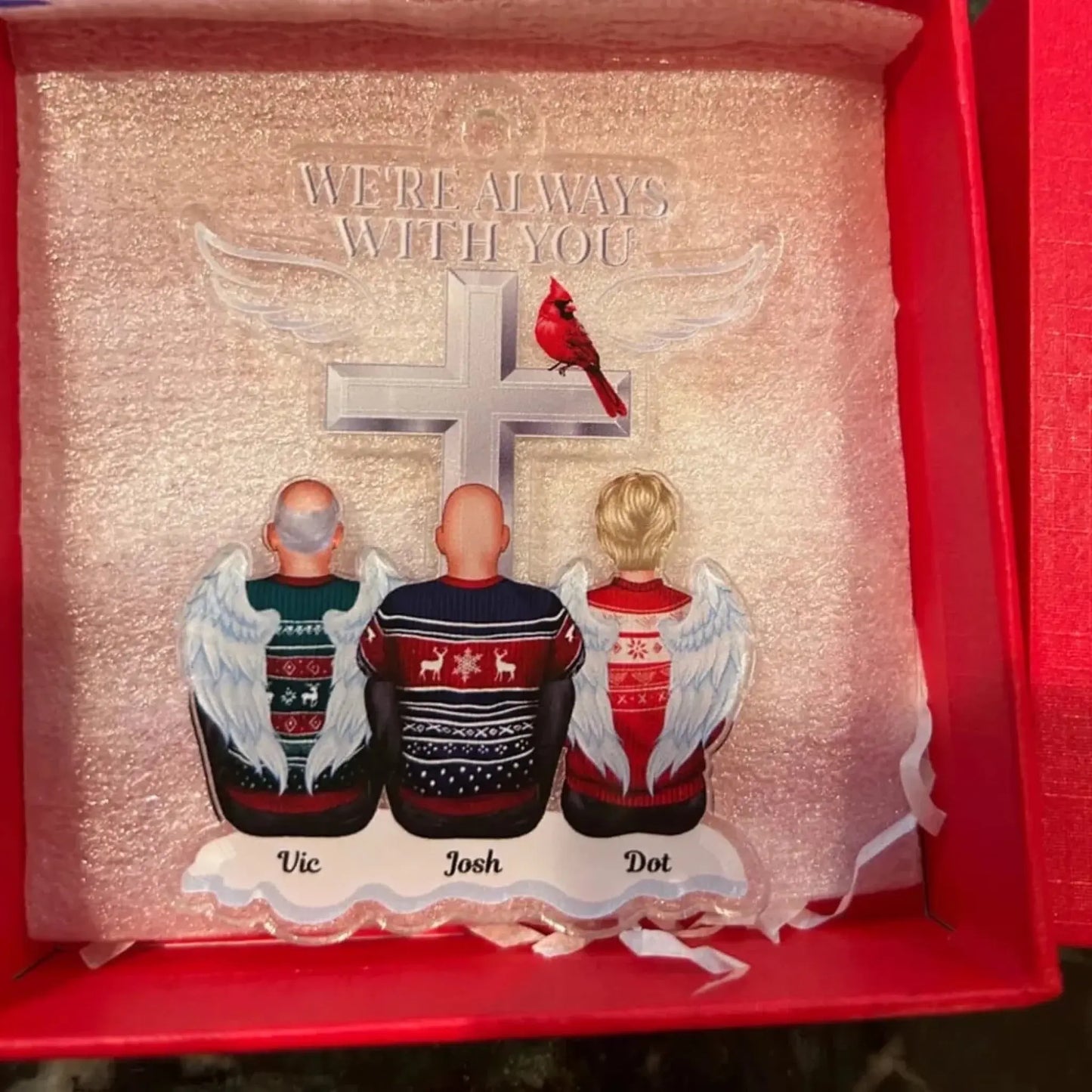 Always With You Personalized Memorial Acrylic Ornament – Custom Angel Wings Family Keepsake for Loss of Loved One Ezcustomize