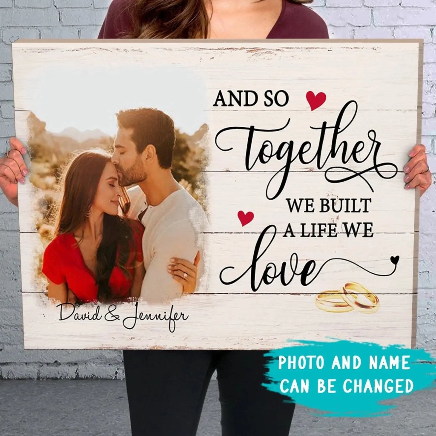 And So Together We Built A Life We Love with Custom Photo – Personalized Canvas/Poster – Romantic Gift for Couples, Anniversaries Ezcustomize