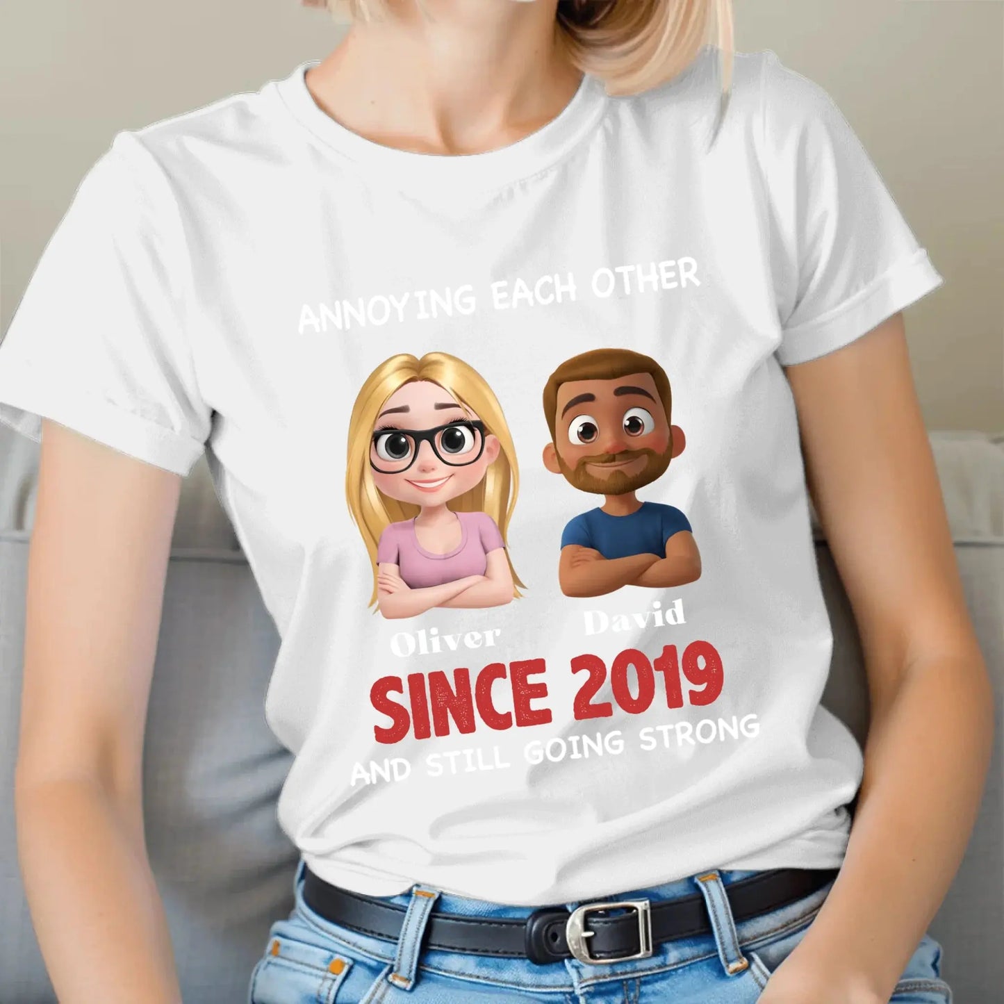 Annoying Each Other & Still Going Strong – Personalized Custom Shirt – Funny Gift for Couples, Husband & Wife, or Anniversaries Ezcustomize