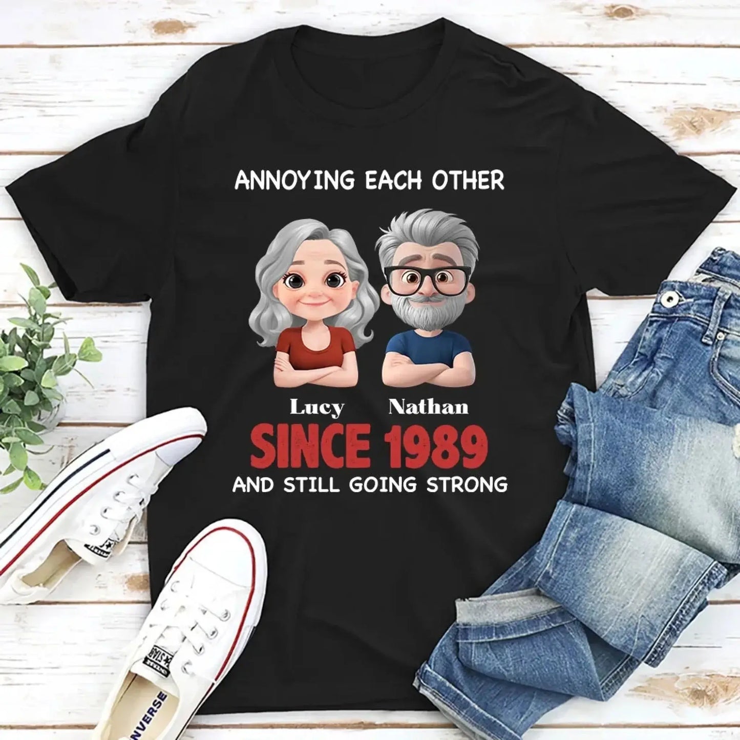 Annoying Each Other & Still Going Strong – Personalized Custom Shirt – Funny Gift for Couples, Husband & Wife, or Anniversaries Ezcustomize