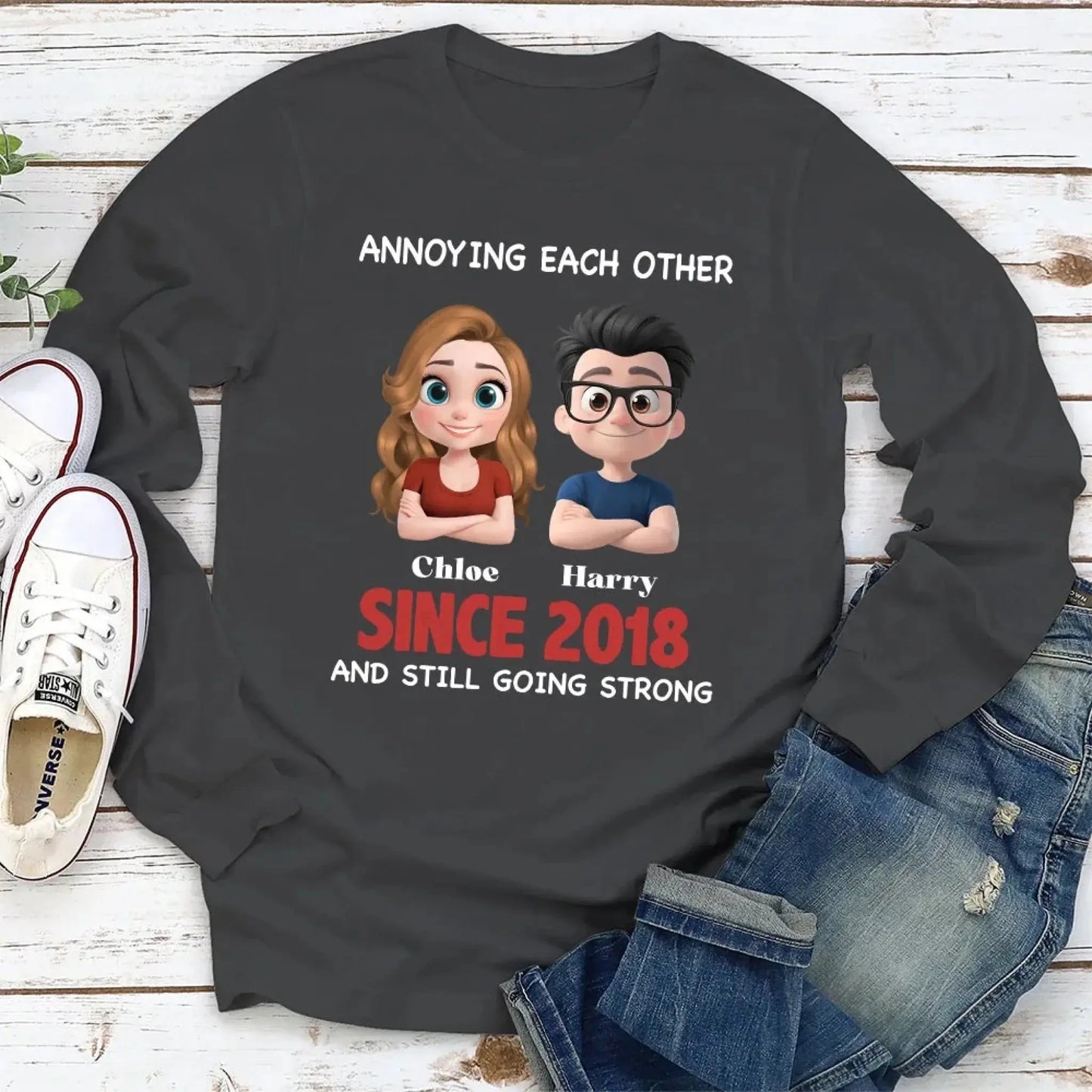 Annoying Each Other & Still Going Strong – Personalized Custom Shirt – Funny Gift for Couples, Husband & Wife, or Anniversaries Ezcustomize