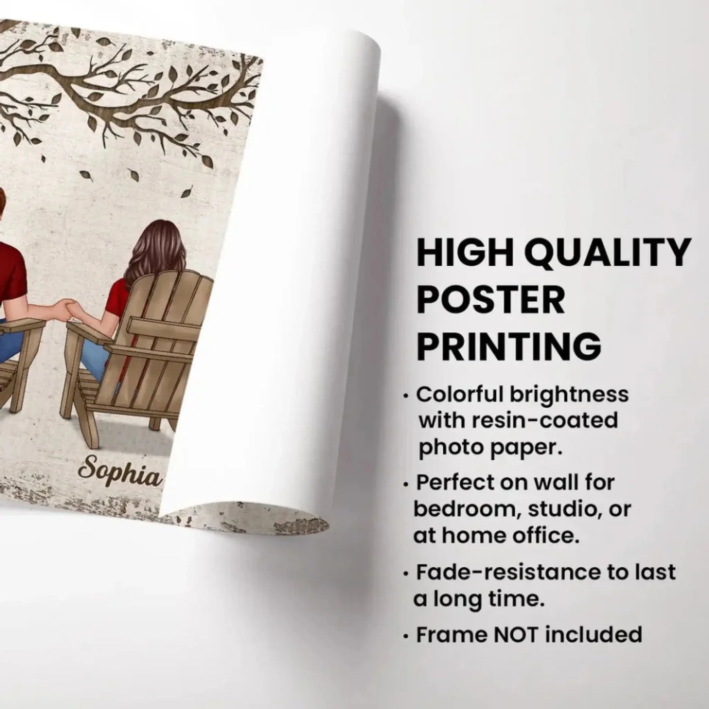 Back View Couple Sitting Under Tree – Personalized Poster/Canvas – Custom Anniversary Gift for Him or Her Ezcustomize
