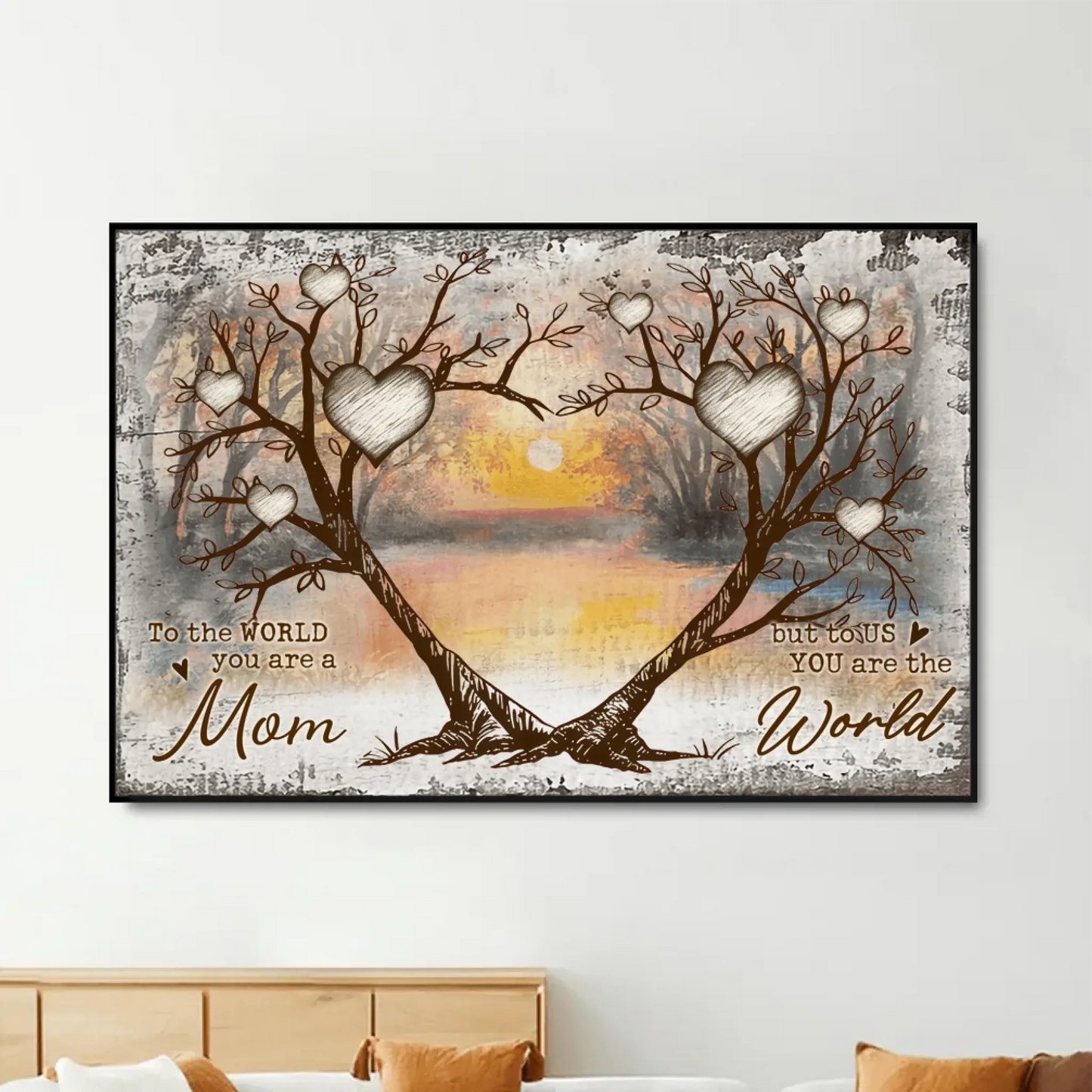 Back-View Family & Dog Tree Personalized Poster – To the World You Are a Dad, But to Us You Are the World – Custom Father's Day Gift with Names & Pets Ezcustomize